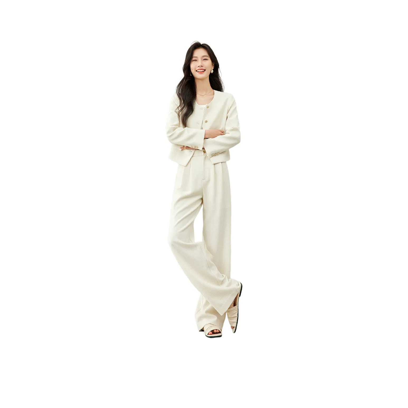 VIMLY Casual Suit Women's Apricot