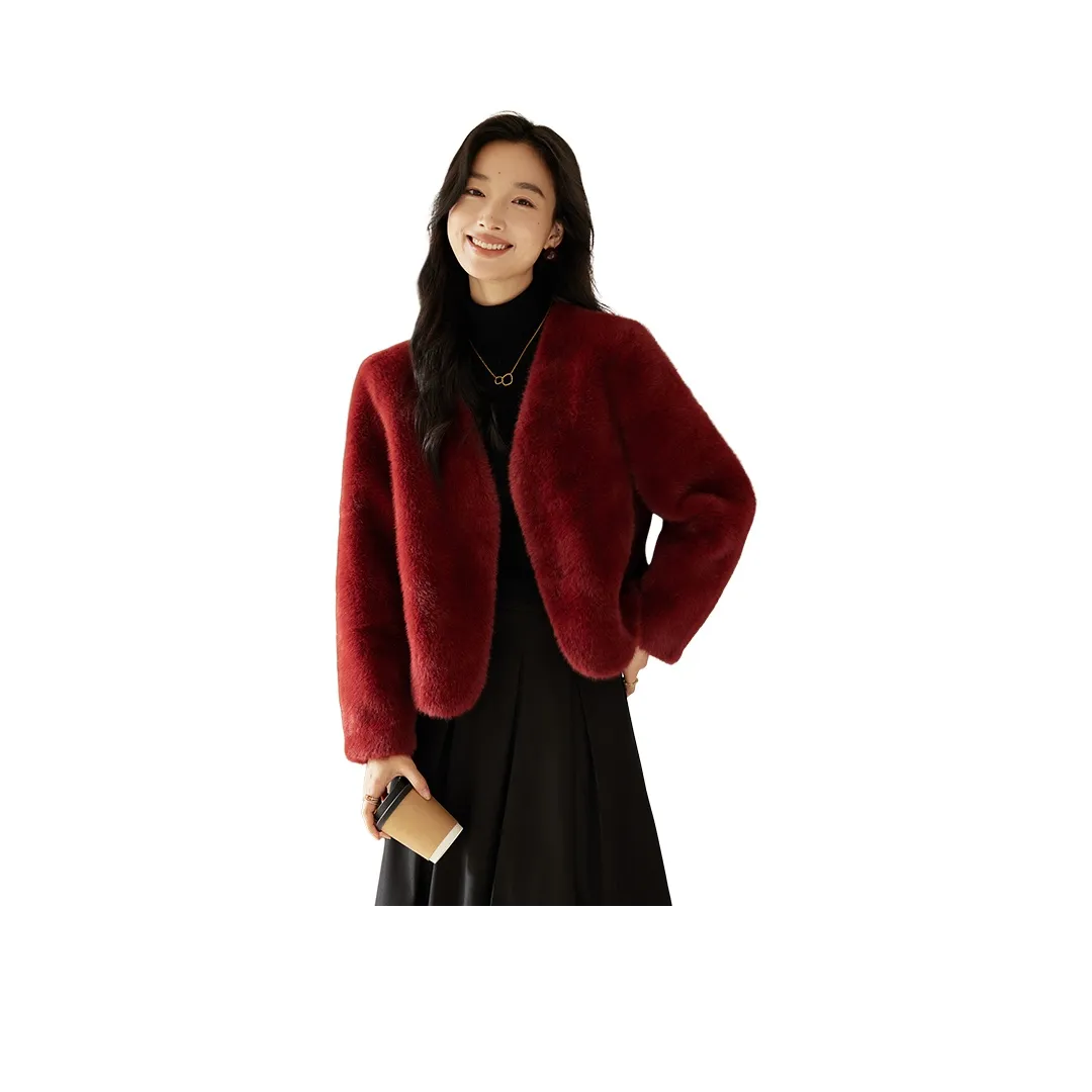 VICTORIA VERA Бархат Feel Пальто Женское Анкора Красный