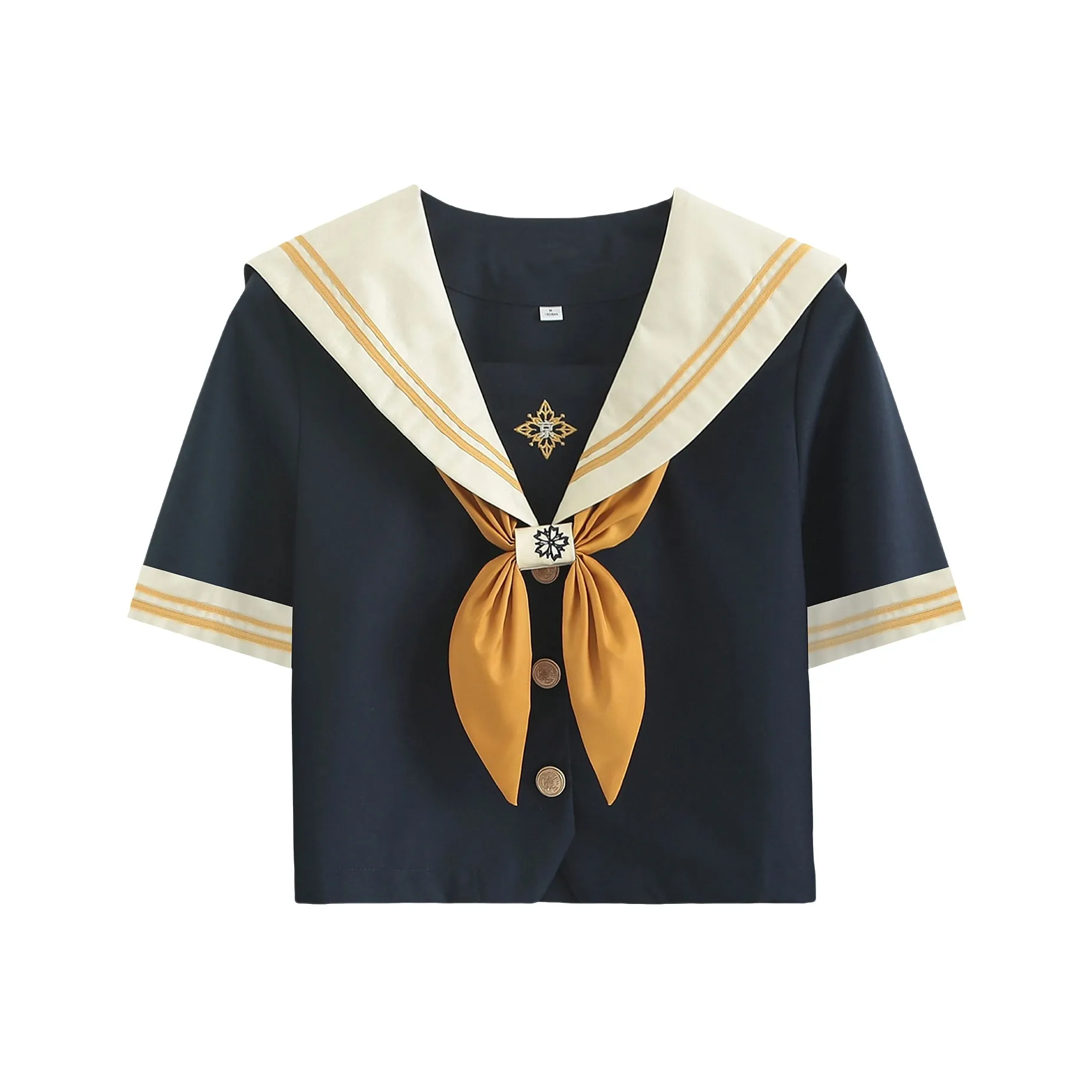 Luohua Candy Beijing Nanjing Университетский Короткий рукав Одиночная пара + Золотая рыбка Узел Женская униформа