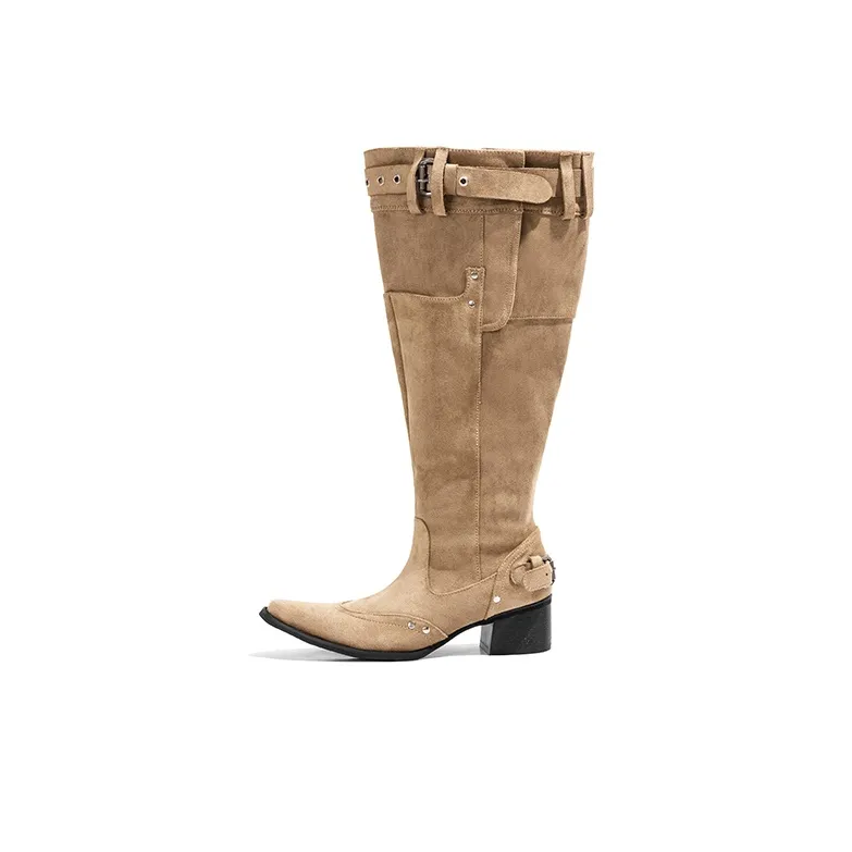 Old Meow Колено Высокие сапоги 5 см Женские Абрикос