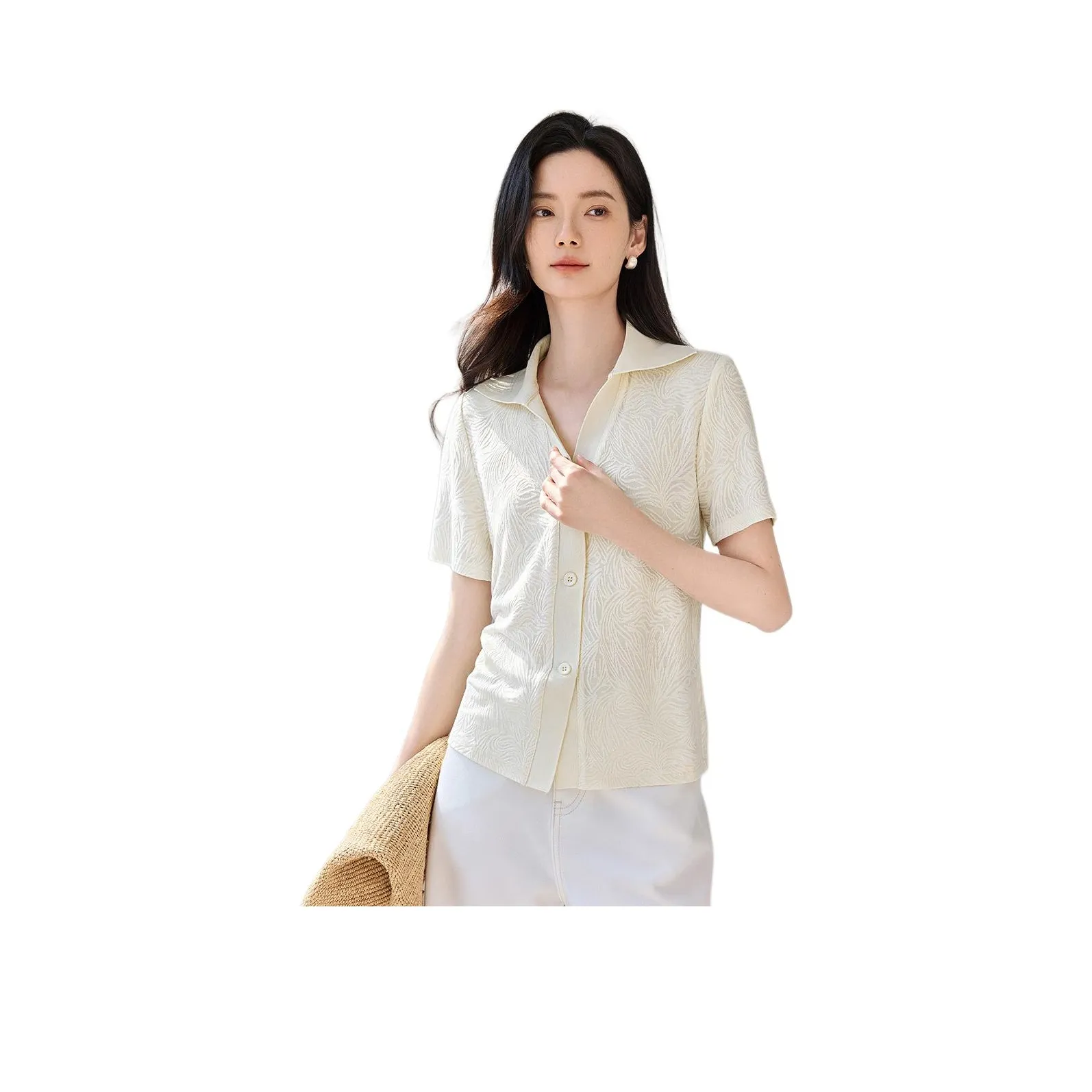 IHIMI Shirts Women's Cream White