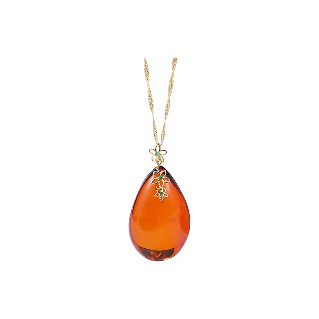 S&A 14K Gold With Amber Necklaces Women's