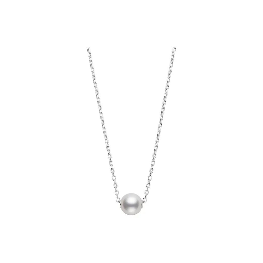 MIKIMOTO 18K White Gold Akoya Pearl Necklaces Women's Silver