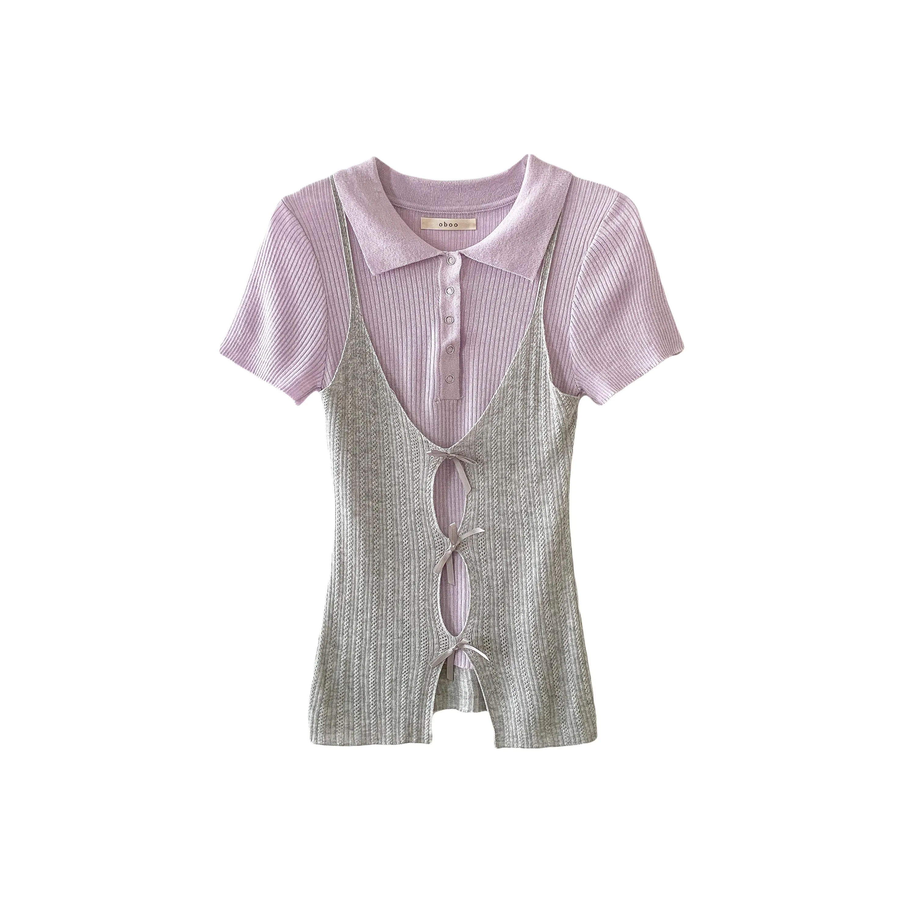 OUBO Светло-фиолетовый Женские Поло