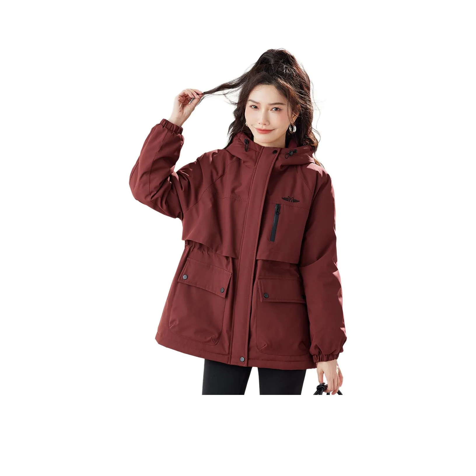 TERRE BLEUE Хлопковый пуховик женский красный