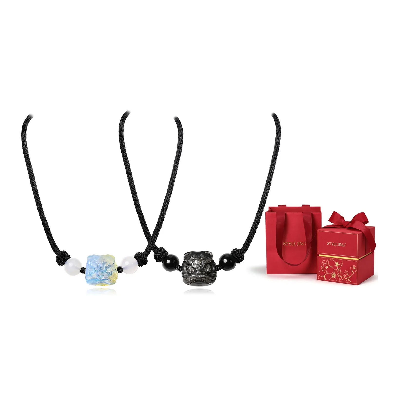 STYLEJING Серебряный SHEEN Обсидиан Ожерелья Унисекс