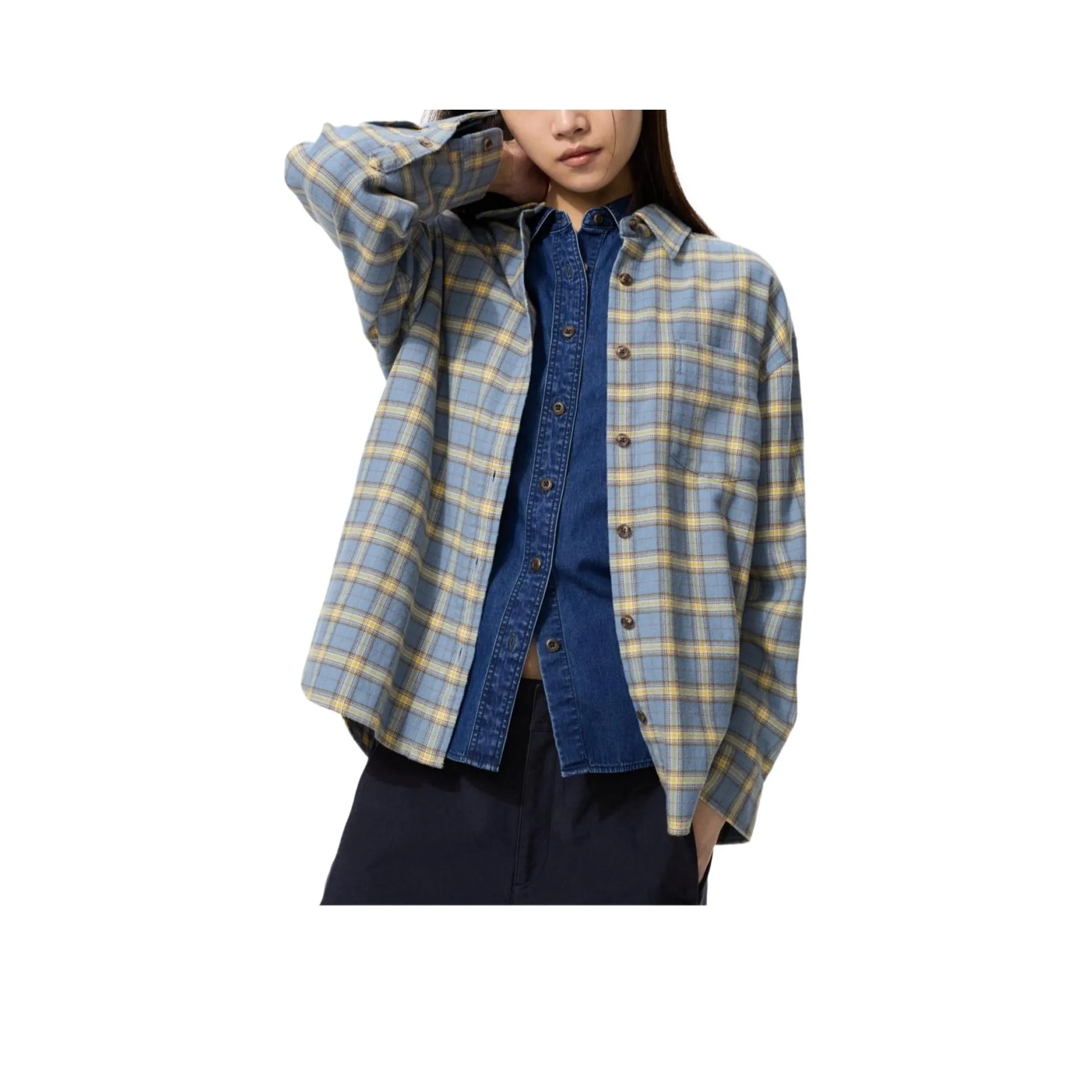 UNIQLO Небесно-голубые Женские Рубашки