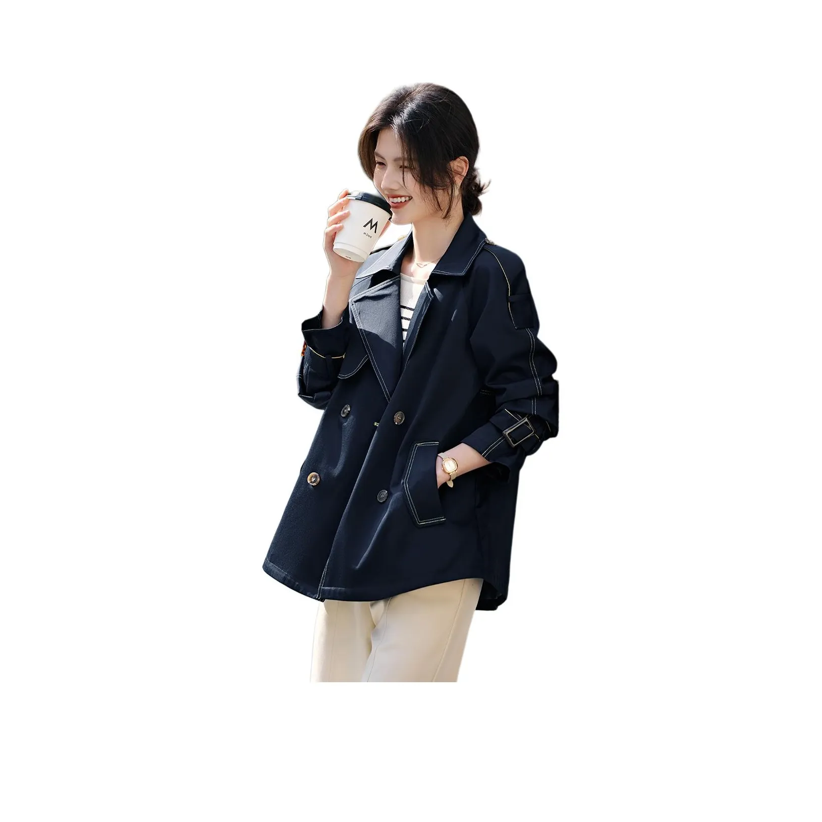 XWI Trench Coats Women's Navy Blue