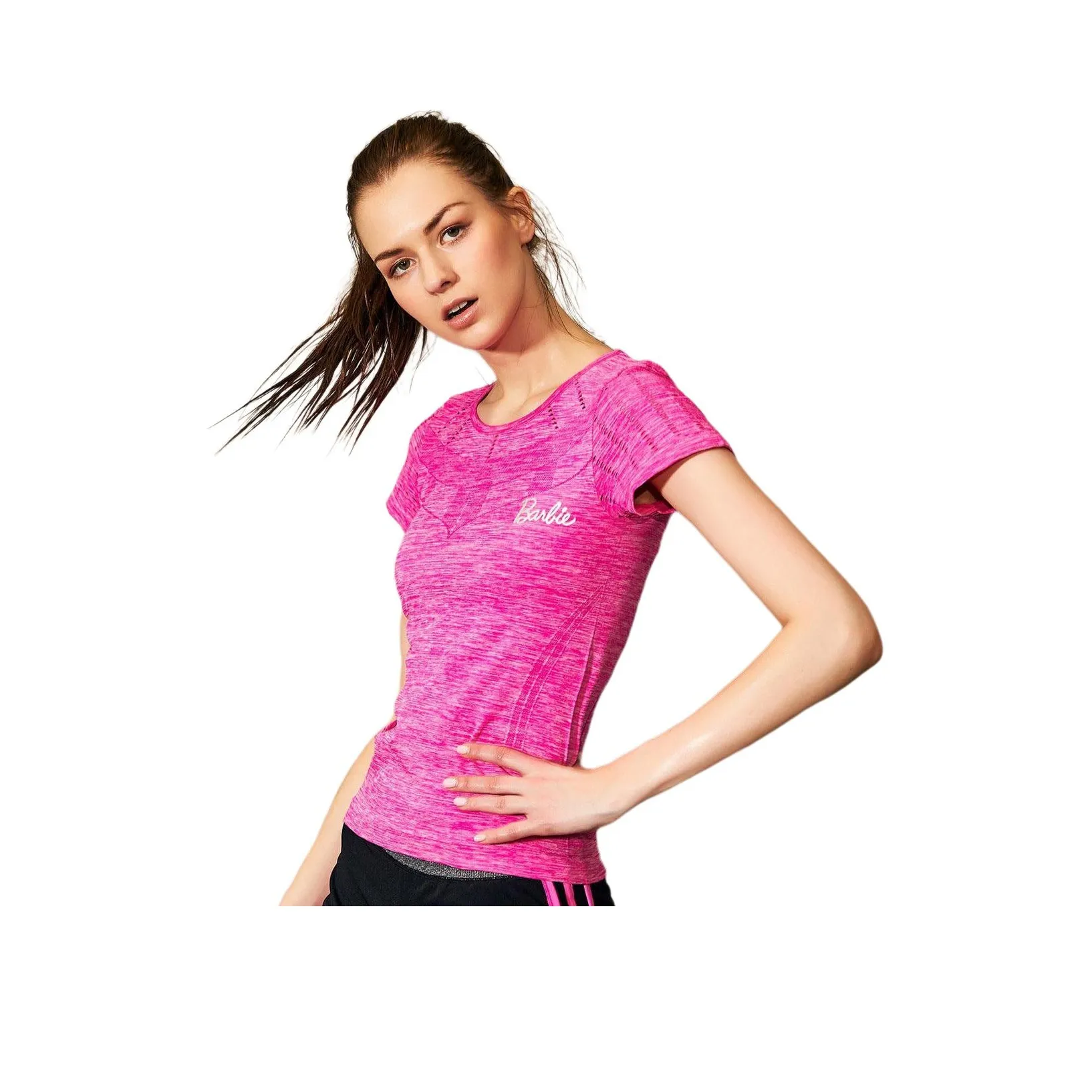 Барби Йога T-рубашка Женская Розово-красная