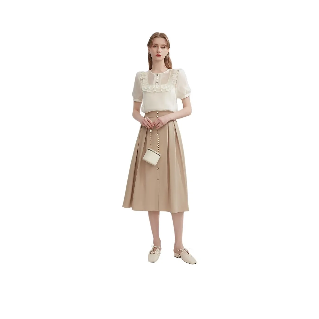 Caroline SS24 Повседневный Длинный Юбка Женские Молочно-чайный