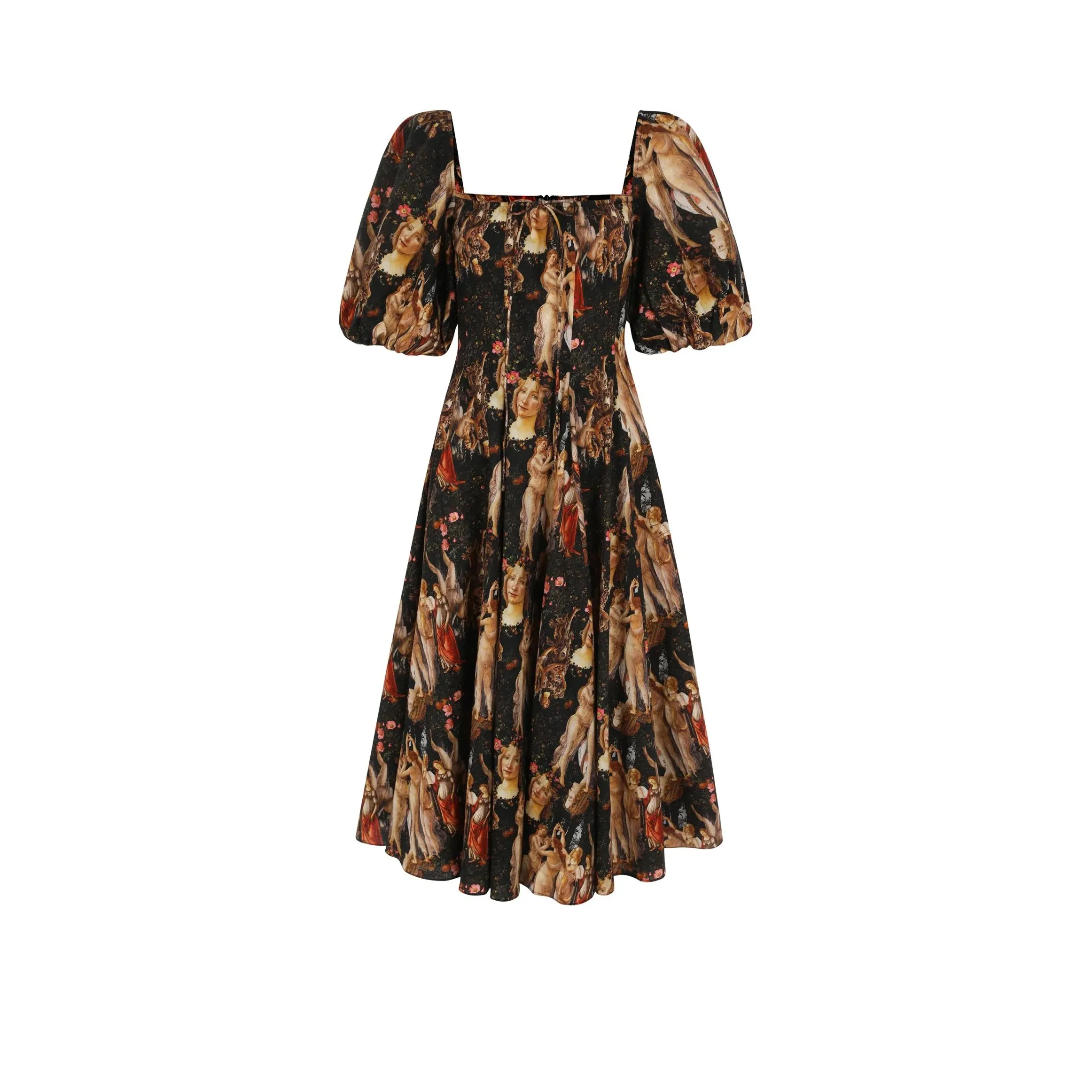 Selkie Collection Short-Sleeved Dresses Women's Black Background Vintage Gods' Garden Print