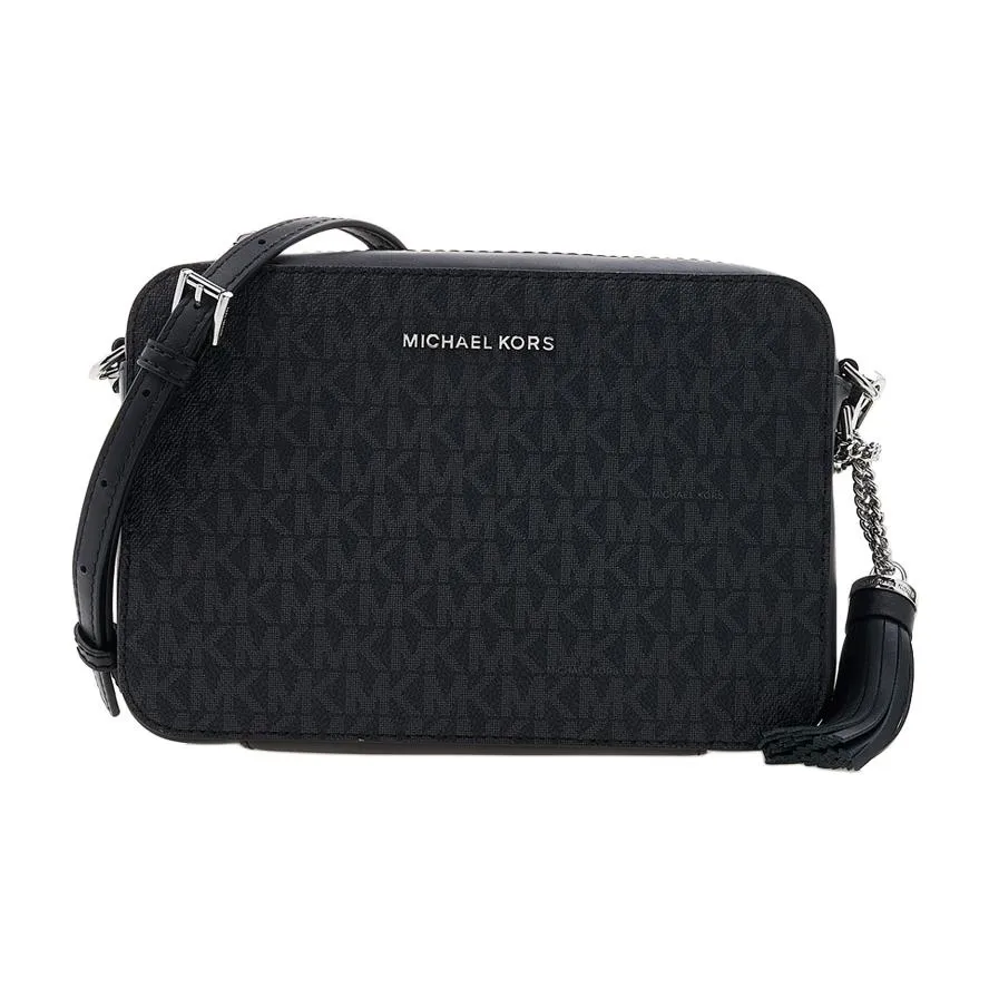 MICHAEL KORS Ginny Leather Shoulder Bag, Crossbody Bag Medium Size Women's Black
