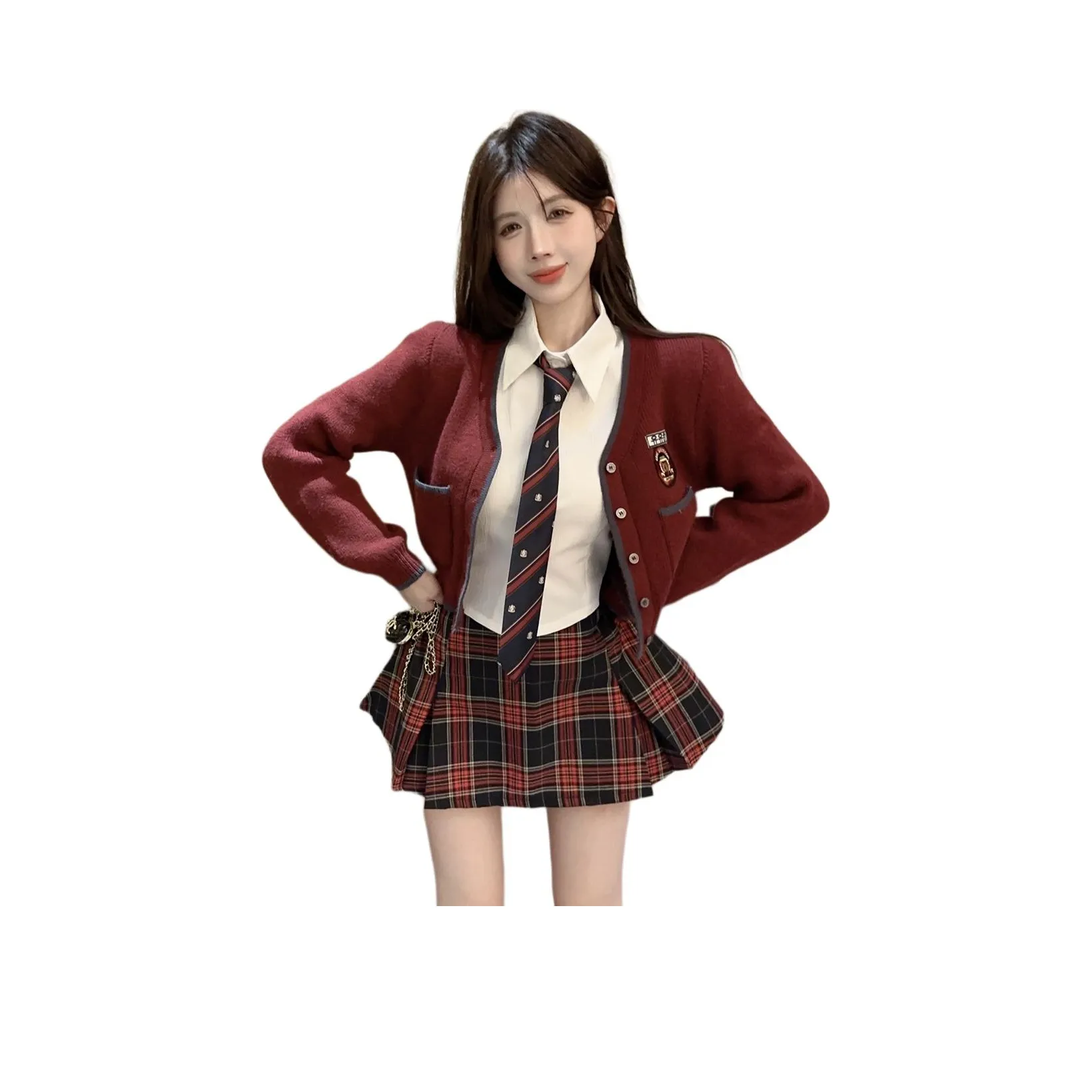 EFCR Красный + Tie + Клетчатый Женская Униформа