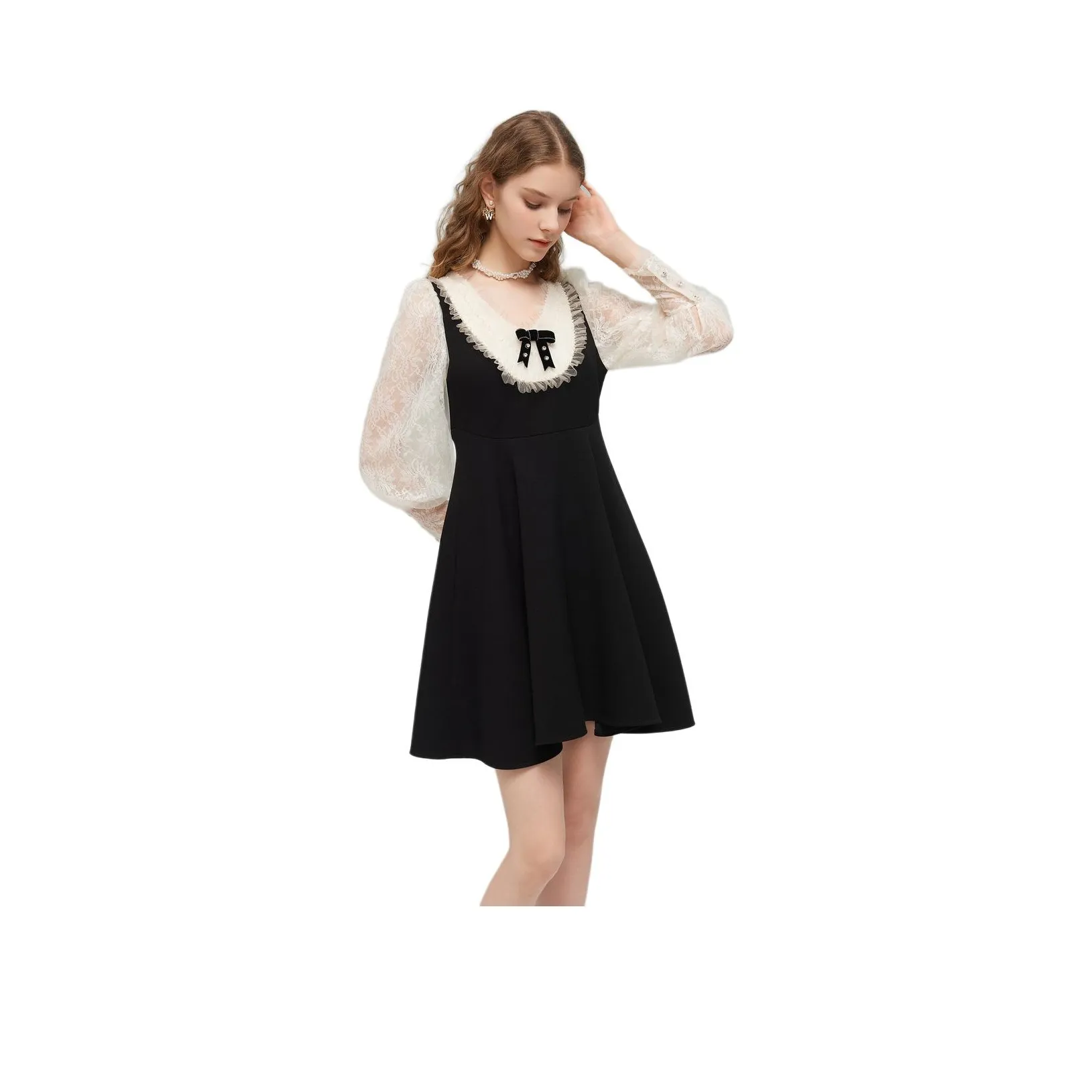 JORYAweekend Длинное платье с длинными рукавами женское черное