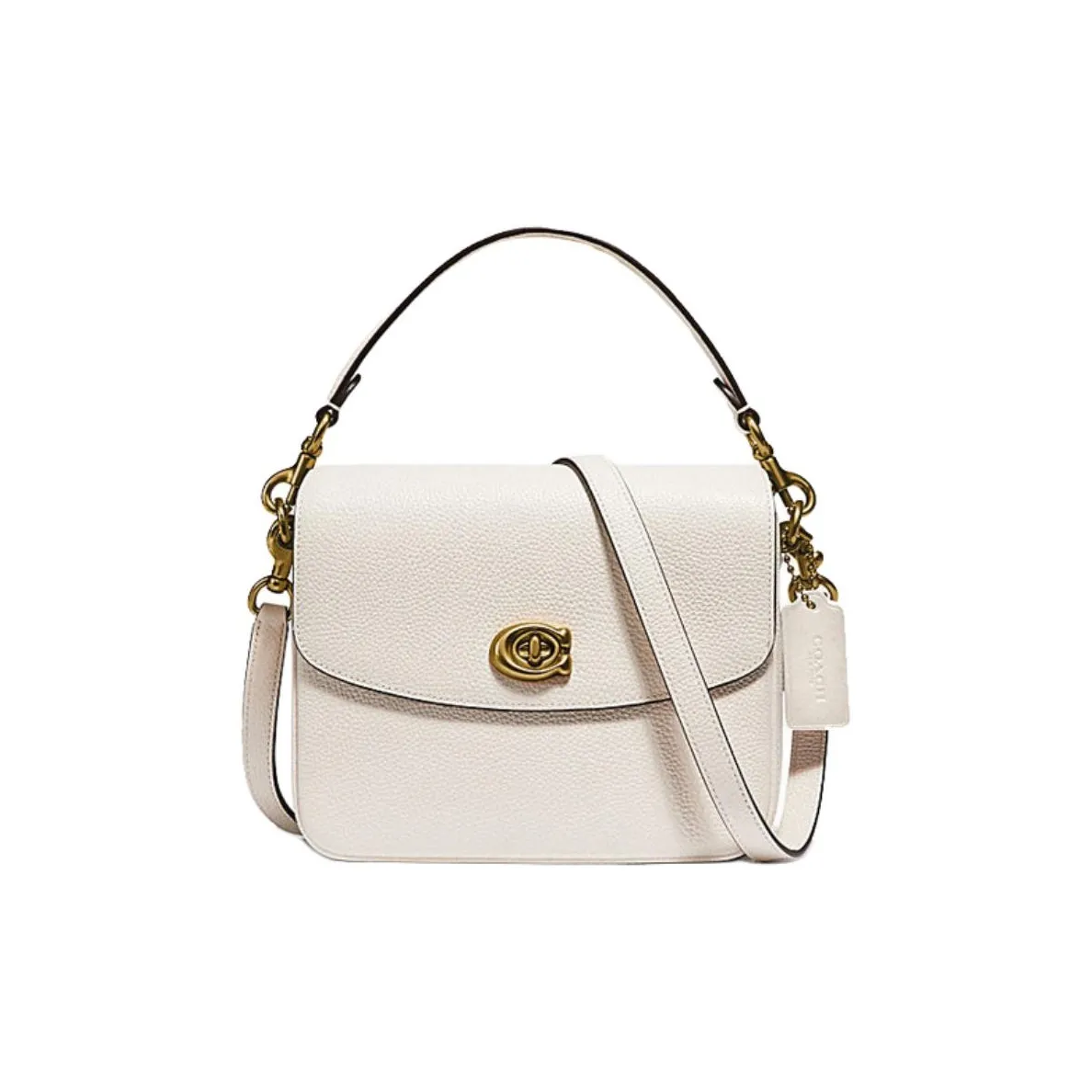 COACH Cassie Polished Pebbled Leather Messenger Bag Handbag Shoulder Bag Crossbody Bag Small Size Women's White