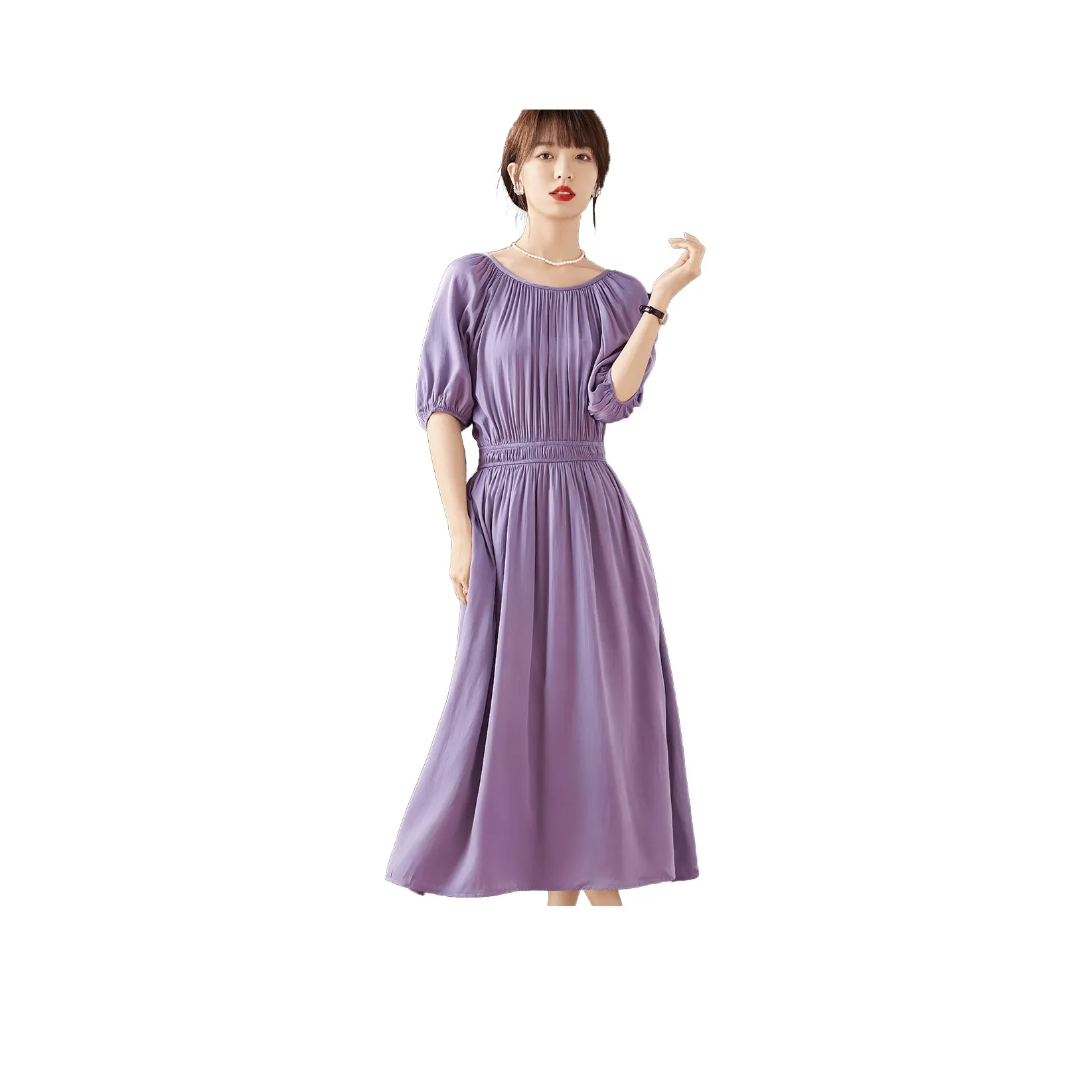 Love Elaine Короткий рукав Платье Женское Фиолетовое