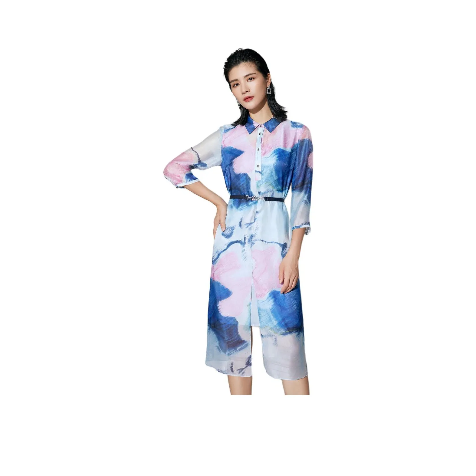 BBLLUUEE Long Sleeved Dress Women's Pink Blue