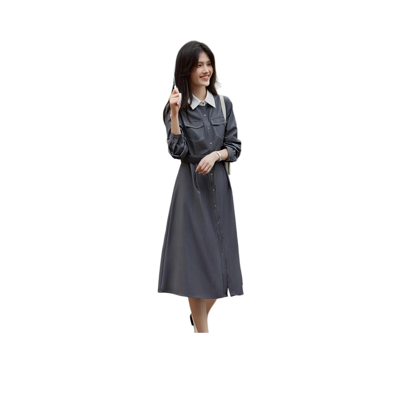 XWI Long Sleeved Dresses Women's Dark Gray