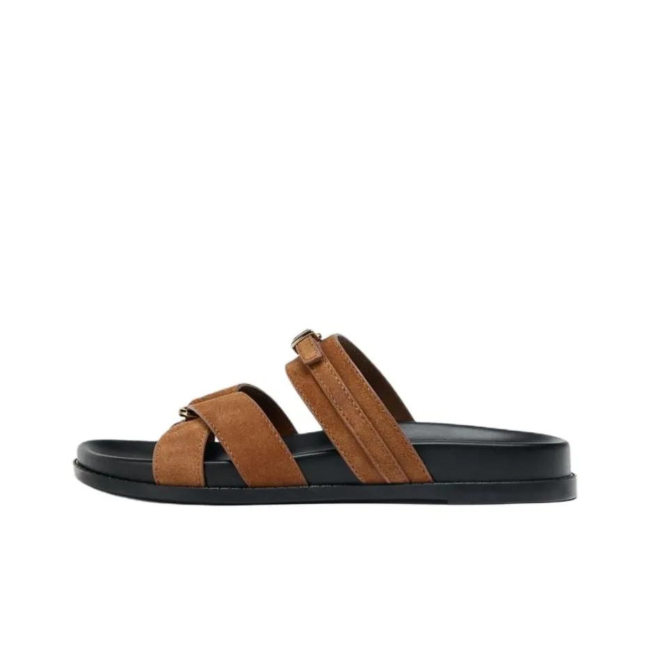 ZARA Слипоны Женские Темно-коричневый Желтый