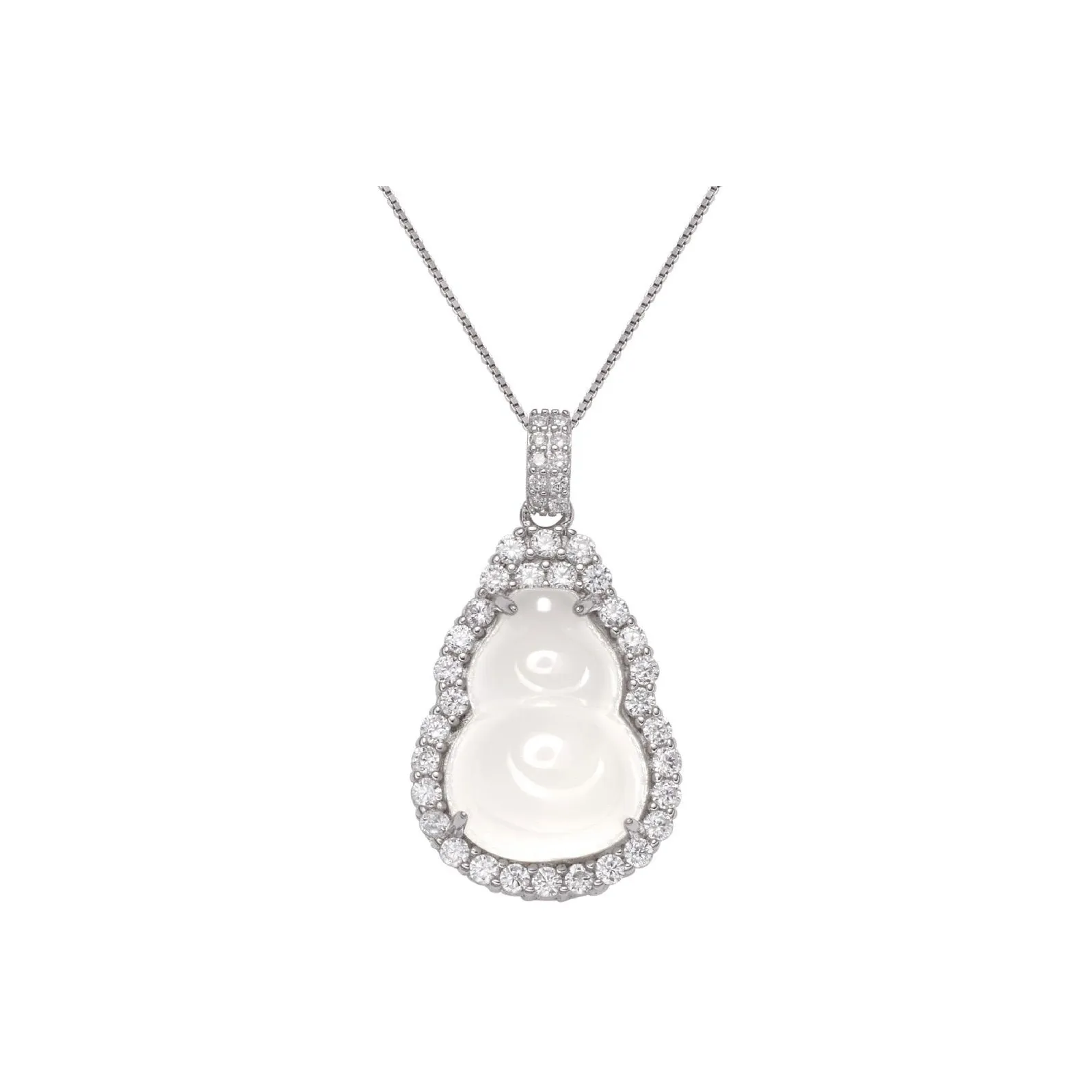 Artisan Lock Heart Jade Chalcedony Necklaces Women's