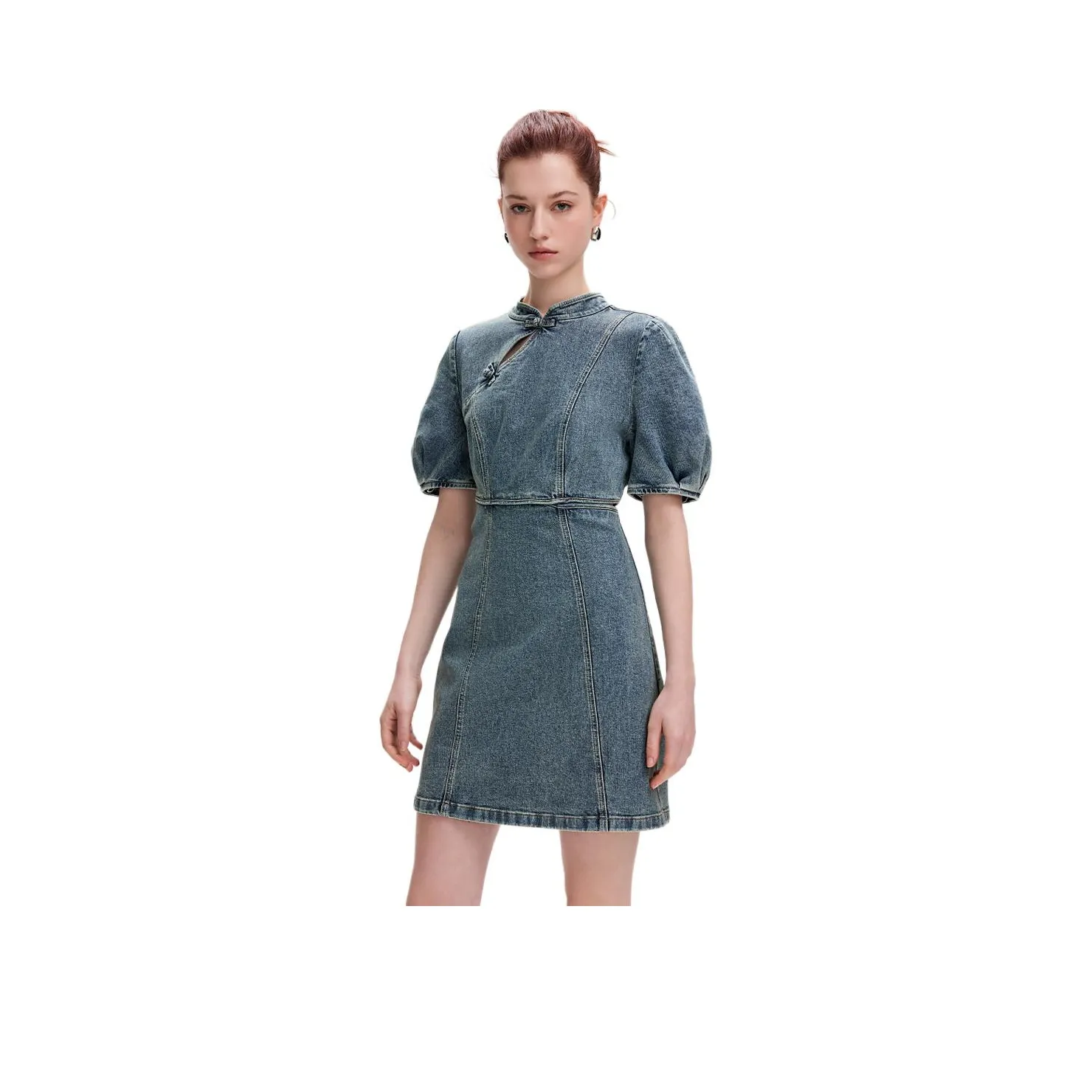 ONLY Короткий рукав Платье Женское Винтаж Деним
