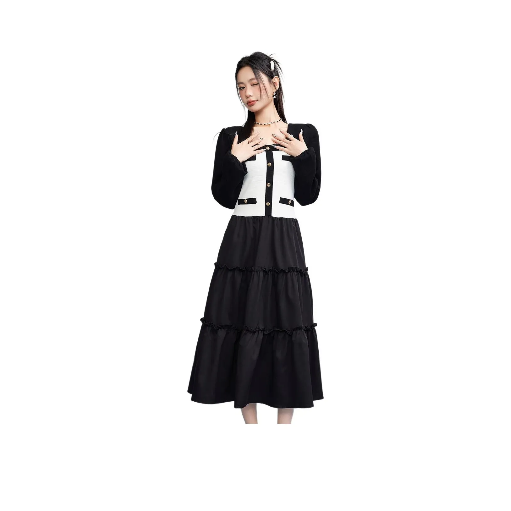 Emodues Long Sleeved Dress Women's Black