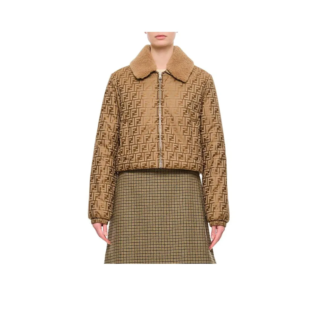 FENDI Logo Collar detail Bomber Jacket