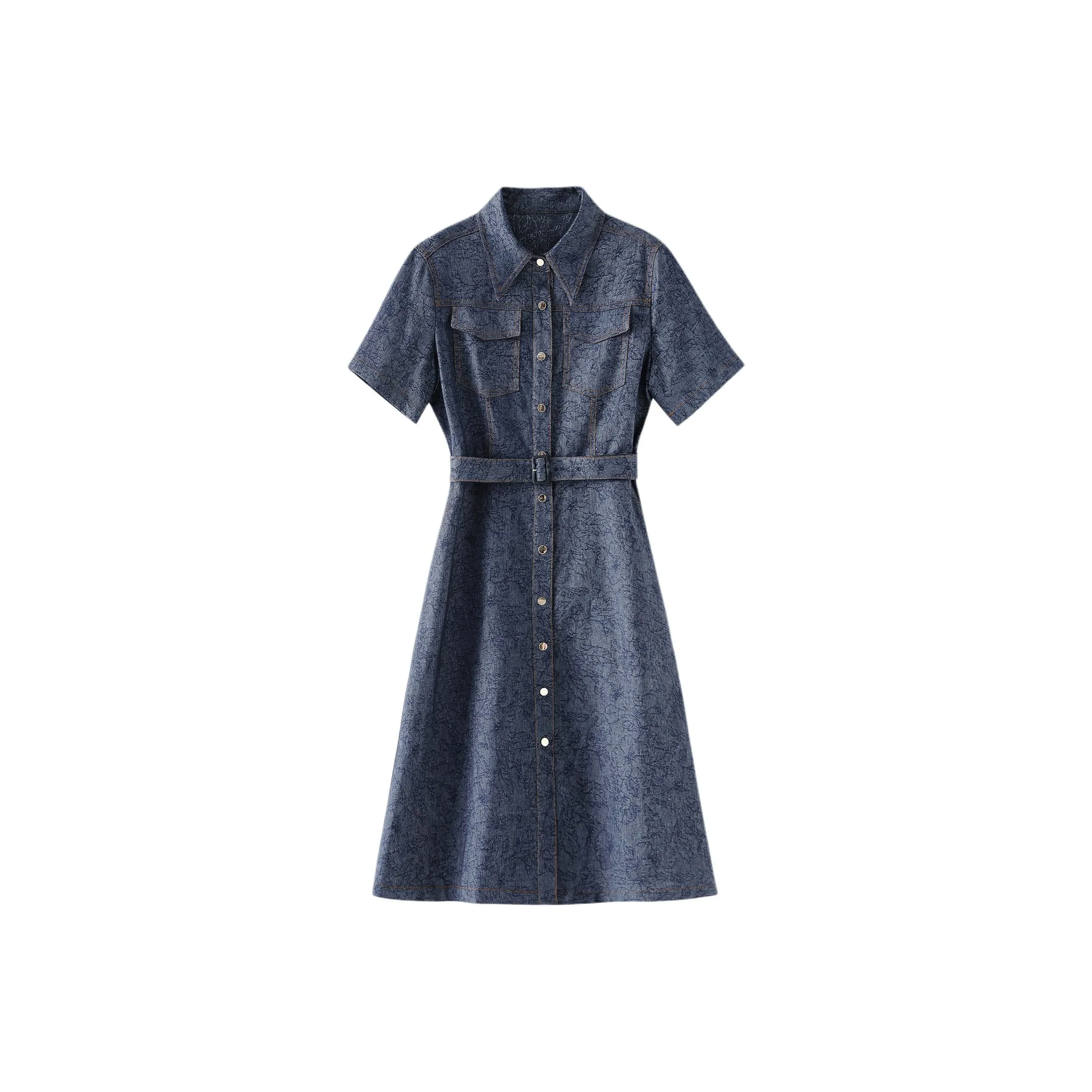 MH Темно-синий Женские Короткие Платья с Рукавами