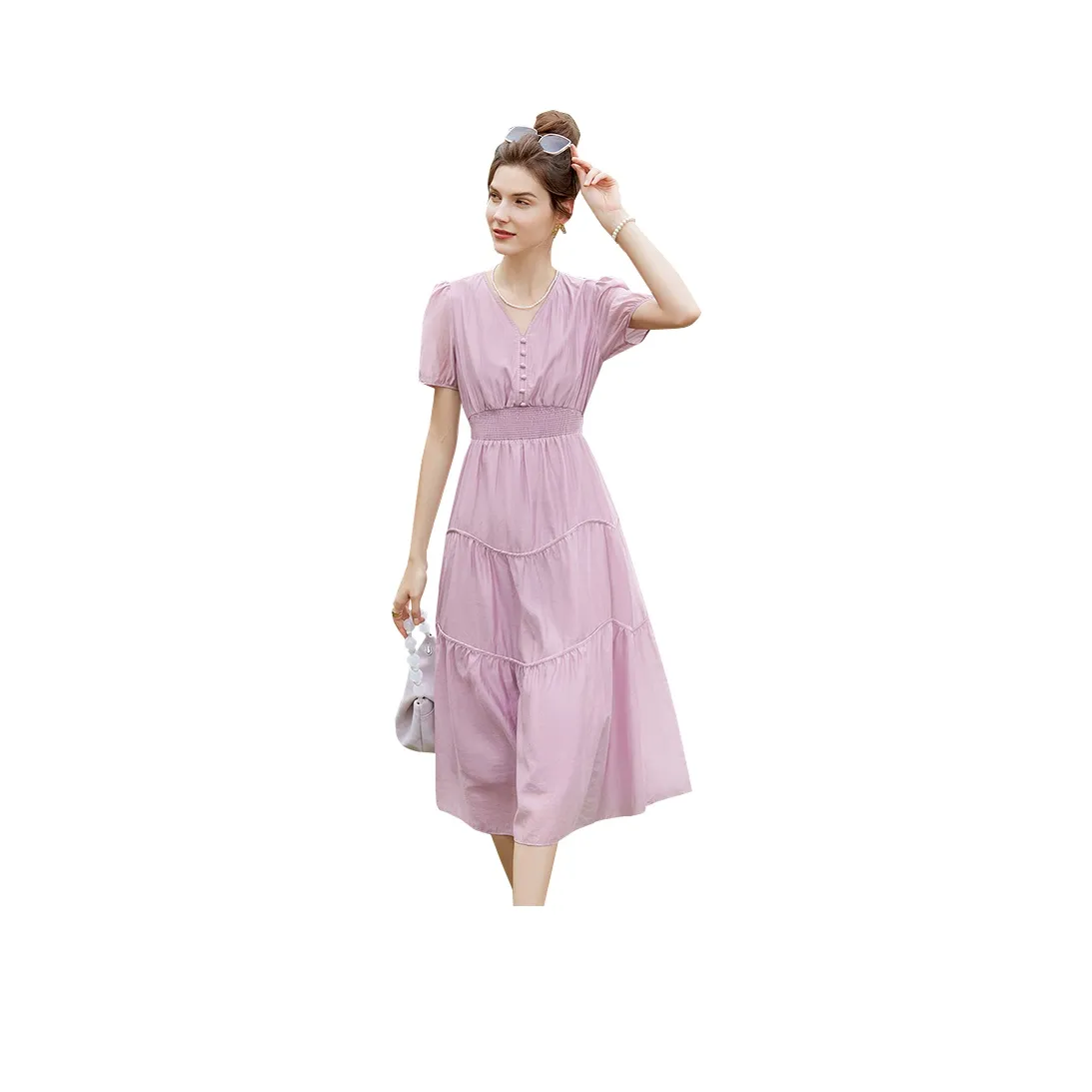 TOUCH Short Sleeved Dress Women's Pink Purple