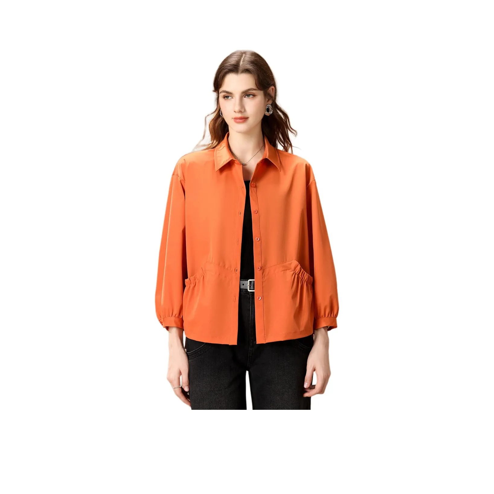 FENHONGMALI Shirt Women's Orange