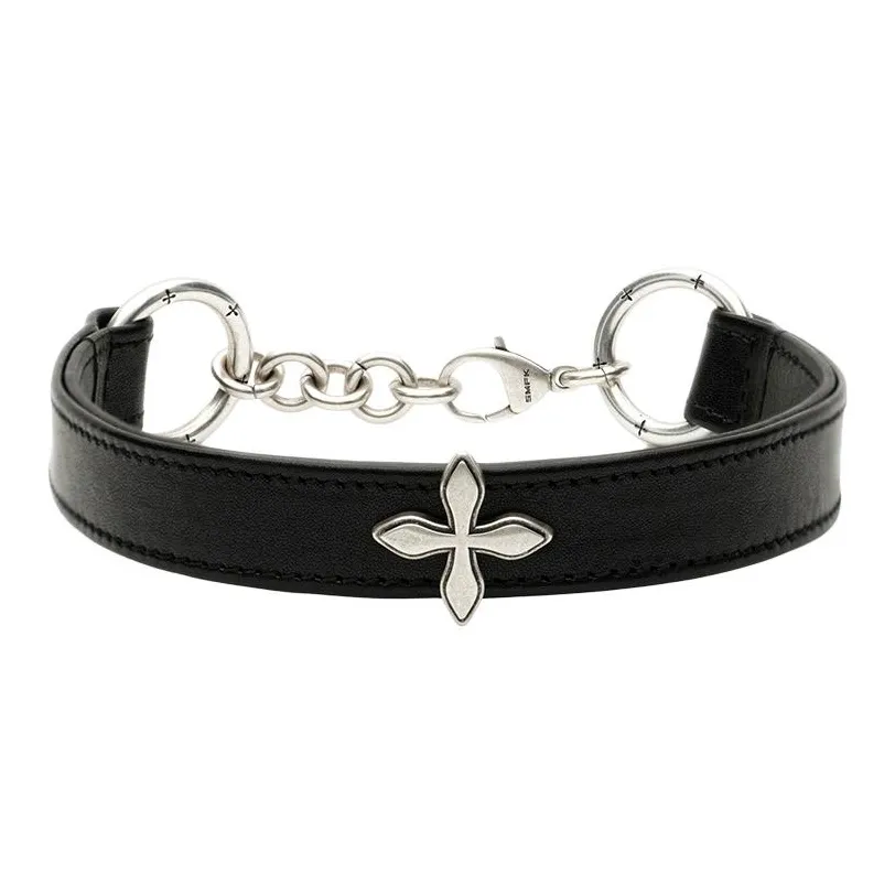 SMFK Cow Leather Necklaces Women's Black Silver