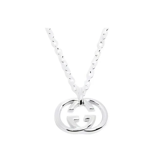 GUCCI 2000 2024 Sterling Silver Interlocking G Pendant Necklace