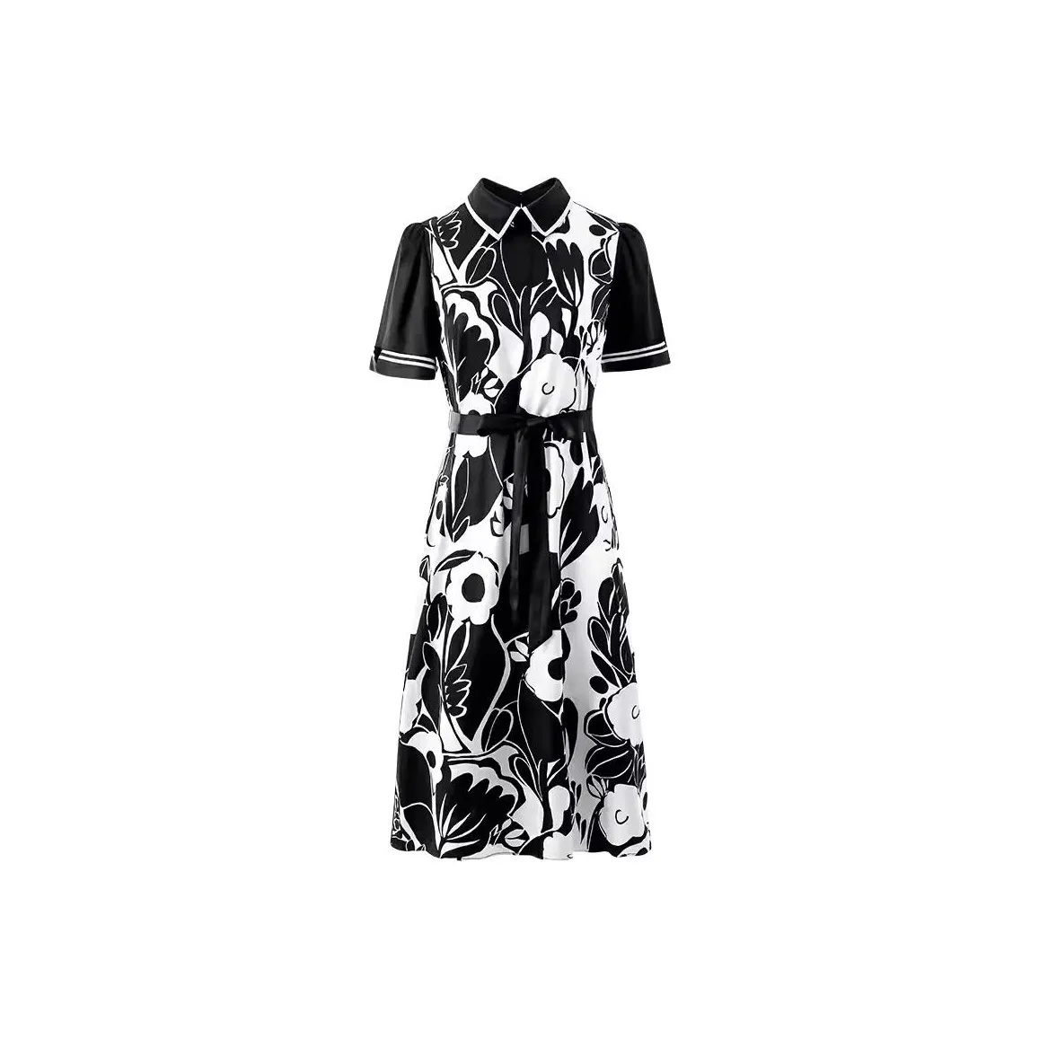 Yi Mengyuan Lace Up Silk Short Sleeved Dress Women's