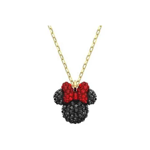 Swarovski Mickey And Minnie Gold Plated Necklaces Women's Black