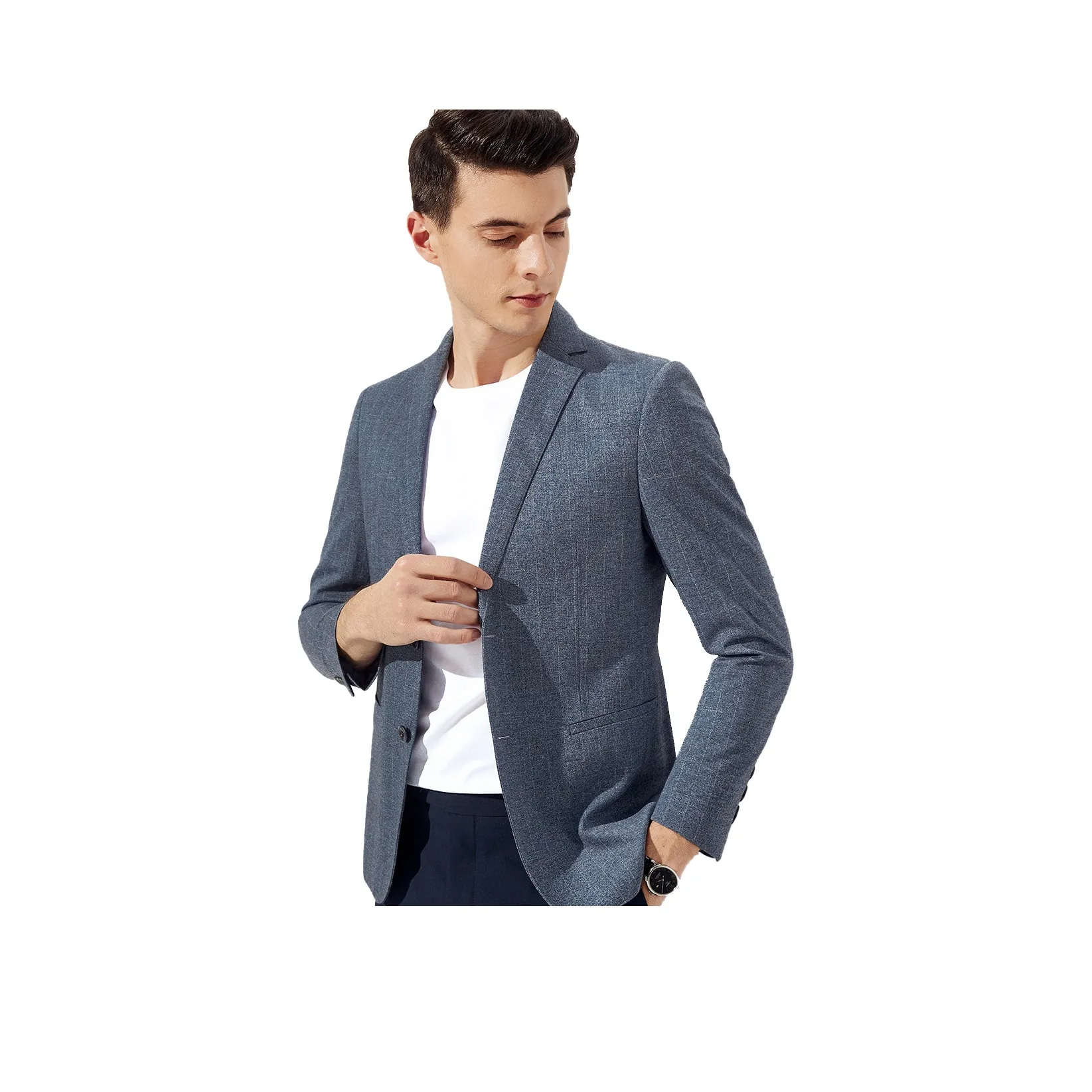 FIRS Business Suit Men's Light Gray Plaid