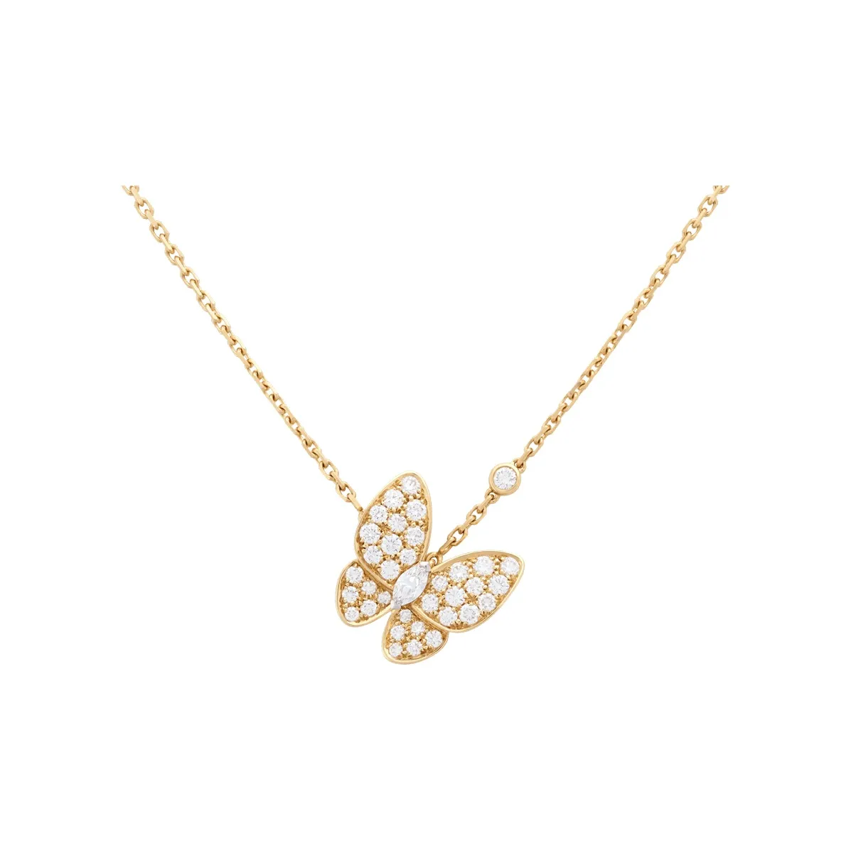 Van Cleef & Arpels Two Butterfly Series 18K Gold, Diamond Necklaces Women's