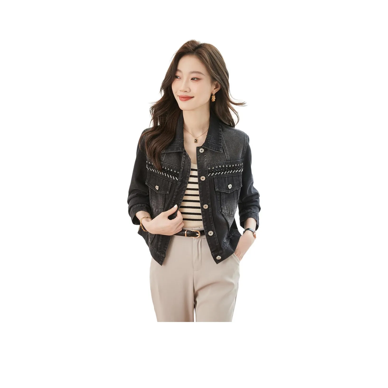 TERRE BLEUE Denim Jacket Women's Black