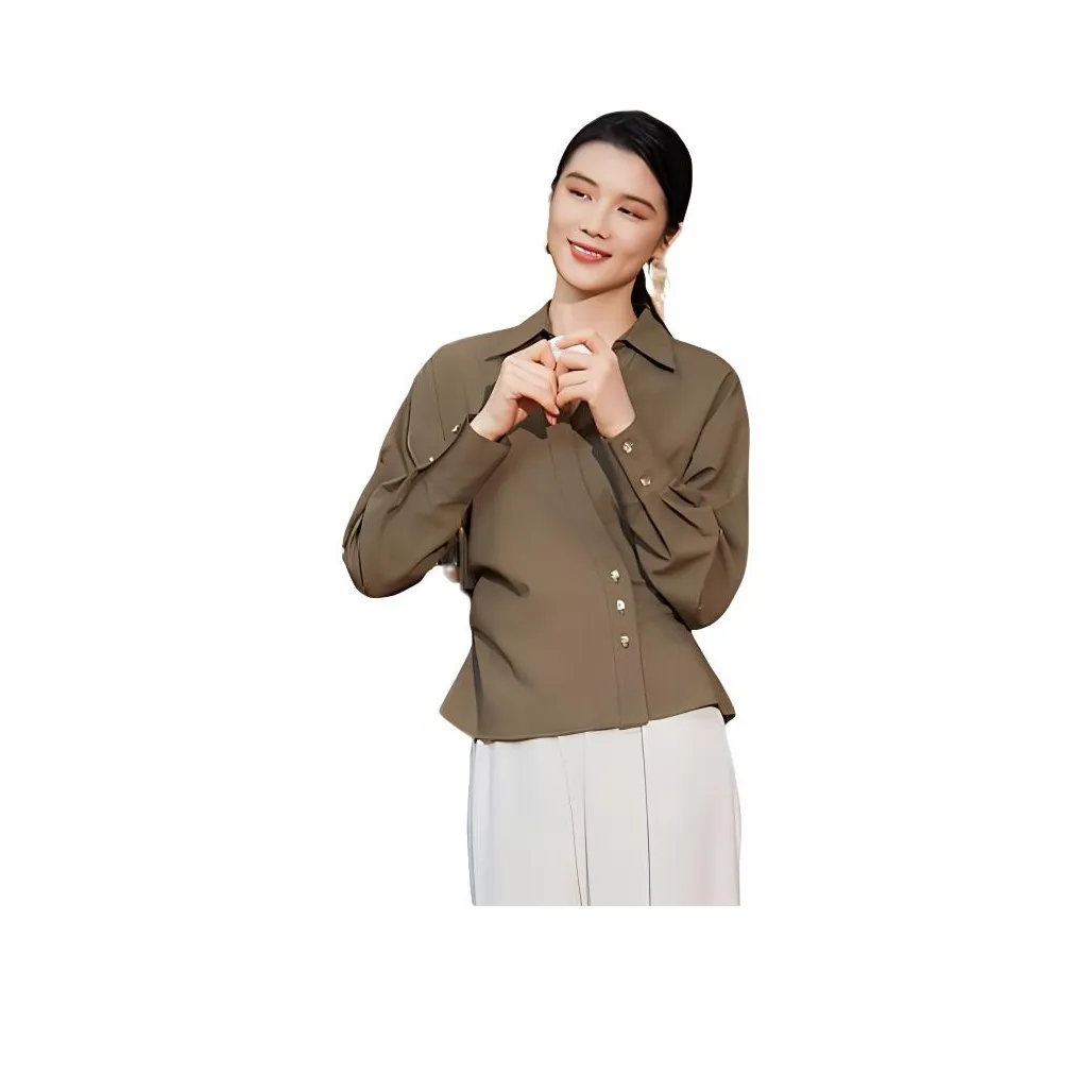 BBLLUUEE Рубашка Женская Чай Коричневый Зеленый