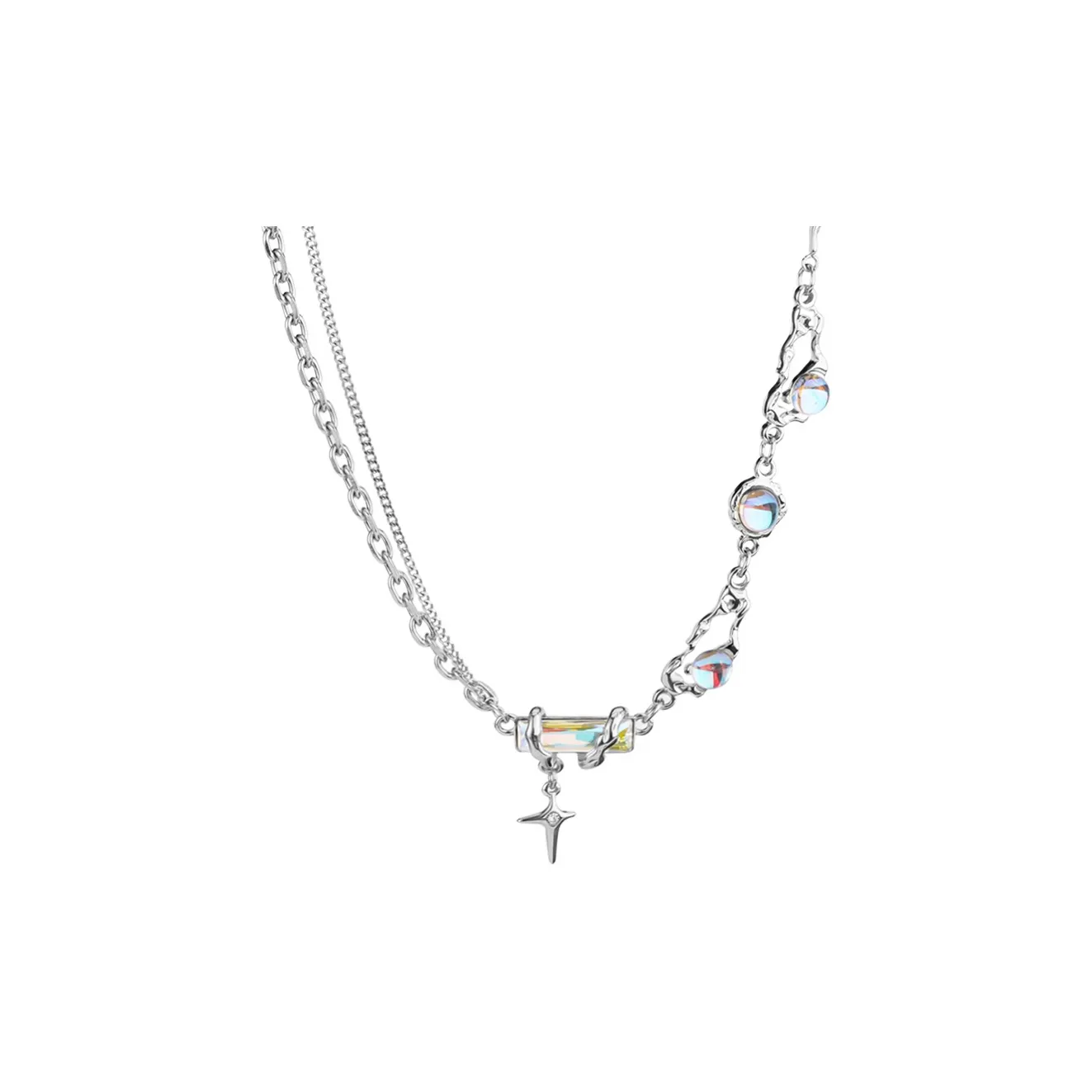 PUENTE 316 L Титан Стальной Aurora Sparkle Star Ожерелье Unisex