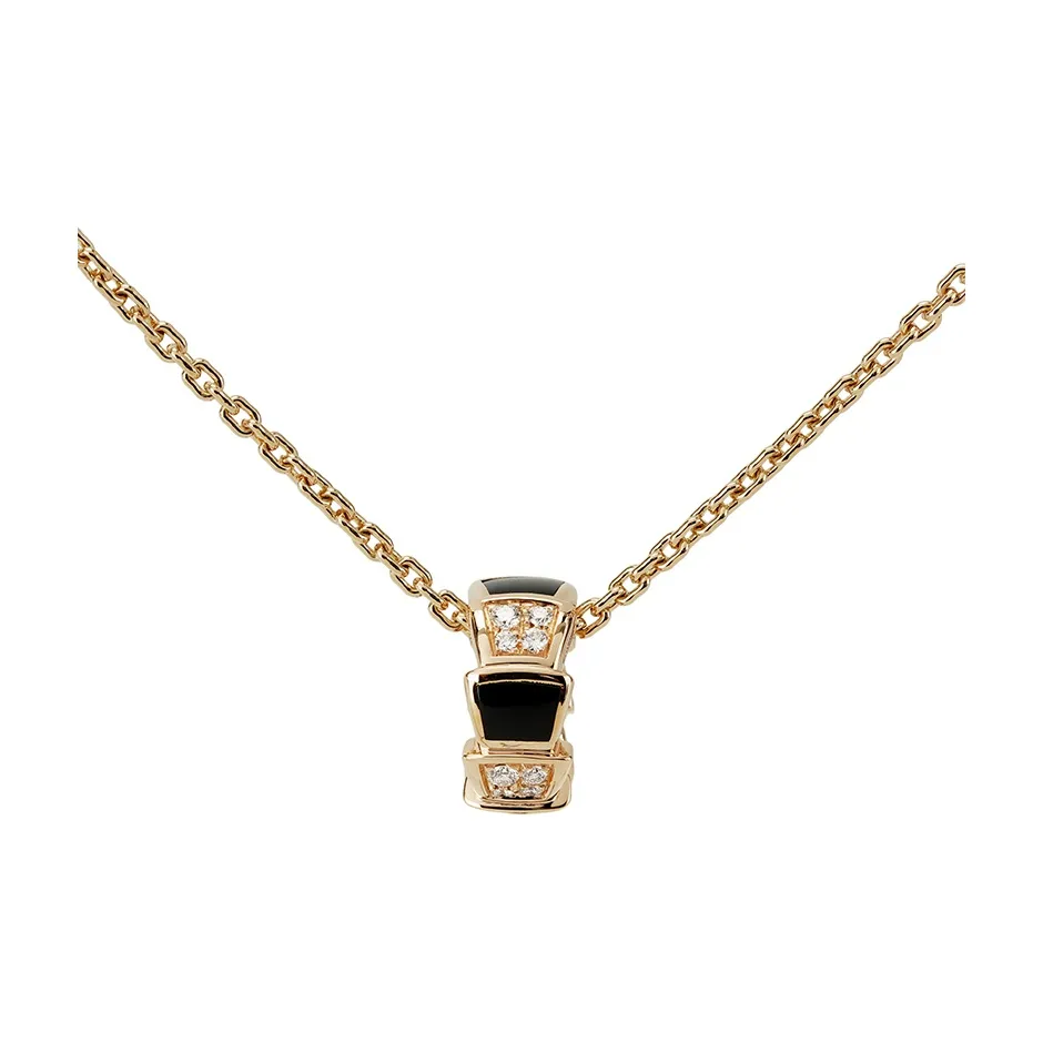 BVLGARI SERPENTI VIPER 18K Rose Gold Necklaces Unisex Rose Gold/Black