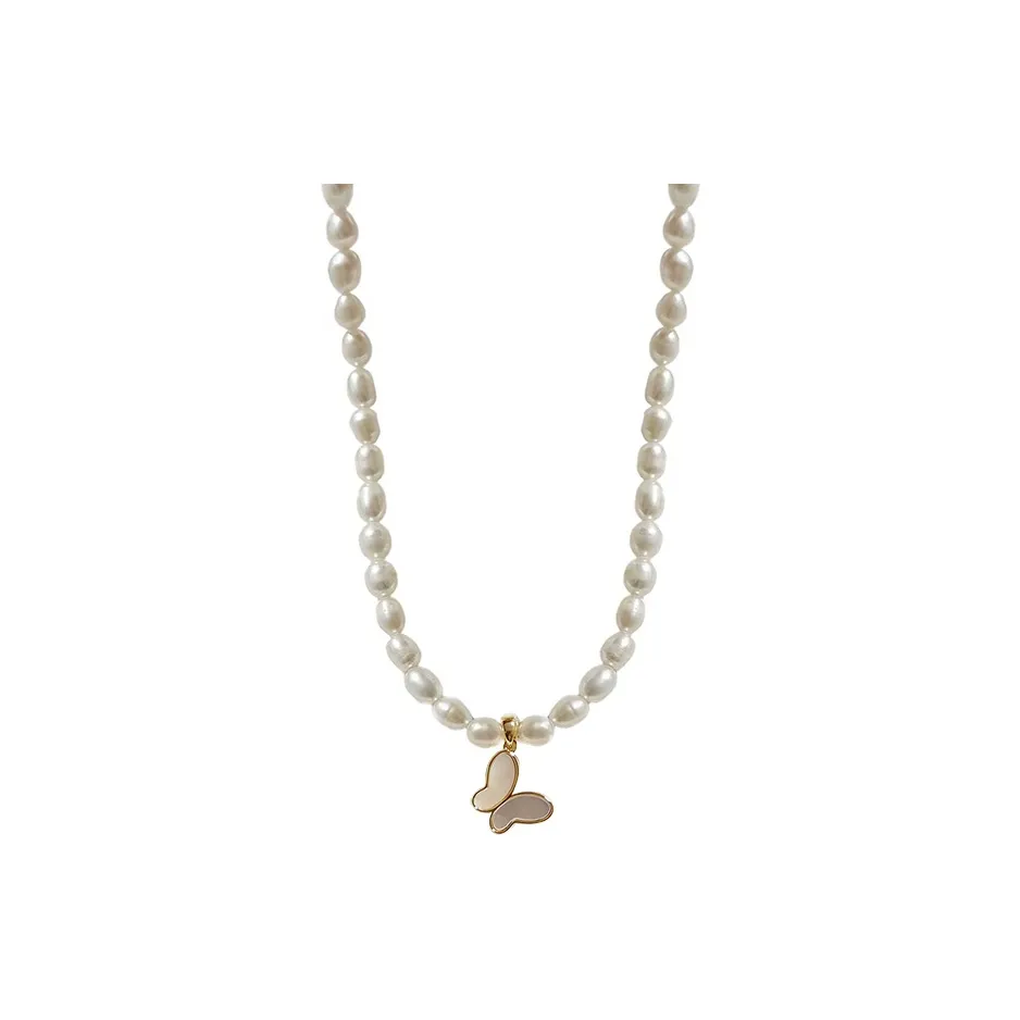 NATURALLYJOJO Ожерелья из пресноводного жемчуга Женские Зеленый Белый