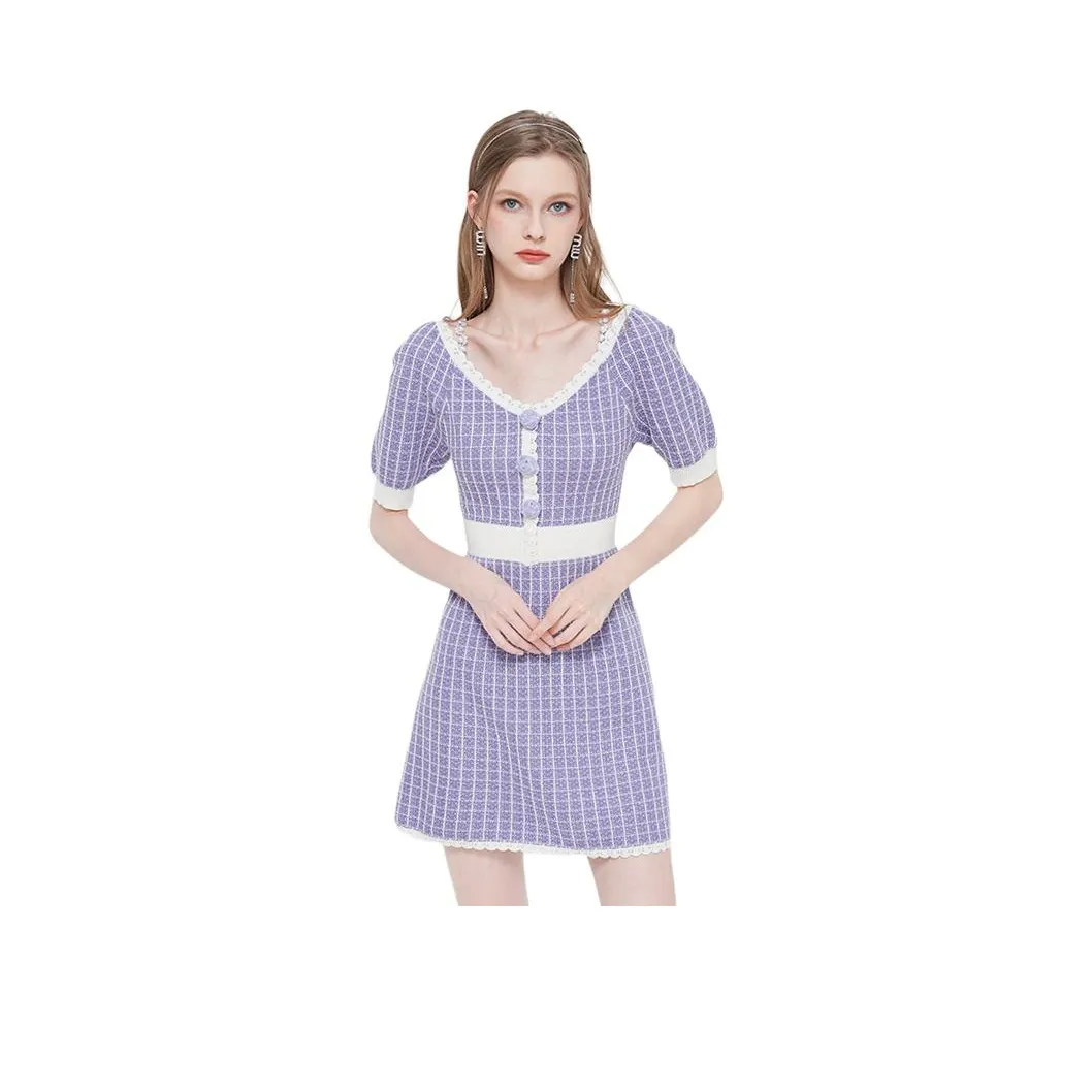 AIVEI Short Sleeved Dress Women's Purple