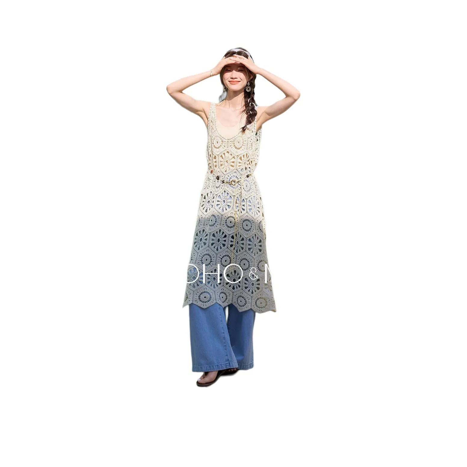 Mo Han Yi Mei Sleeveless Dress Women's Ecru