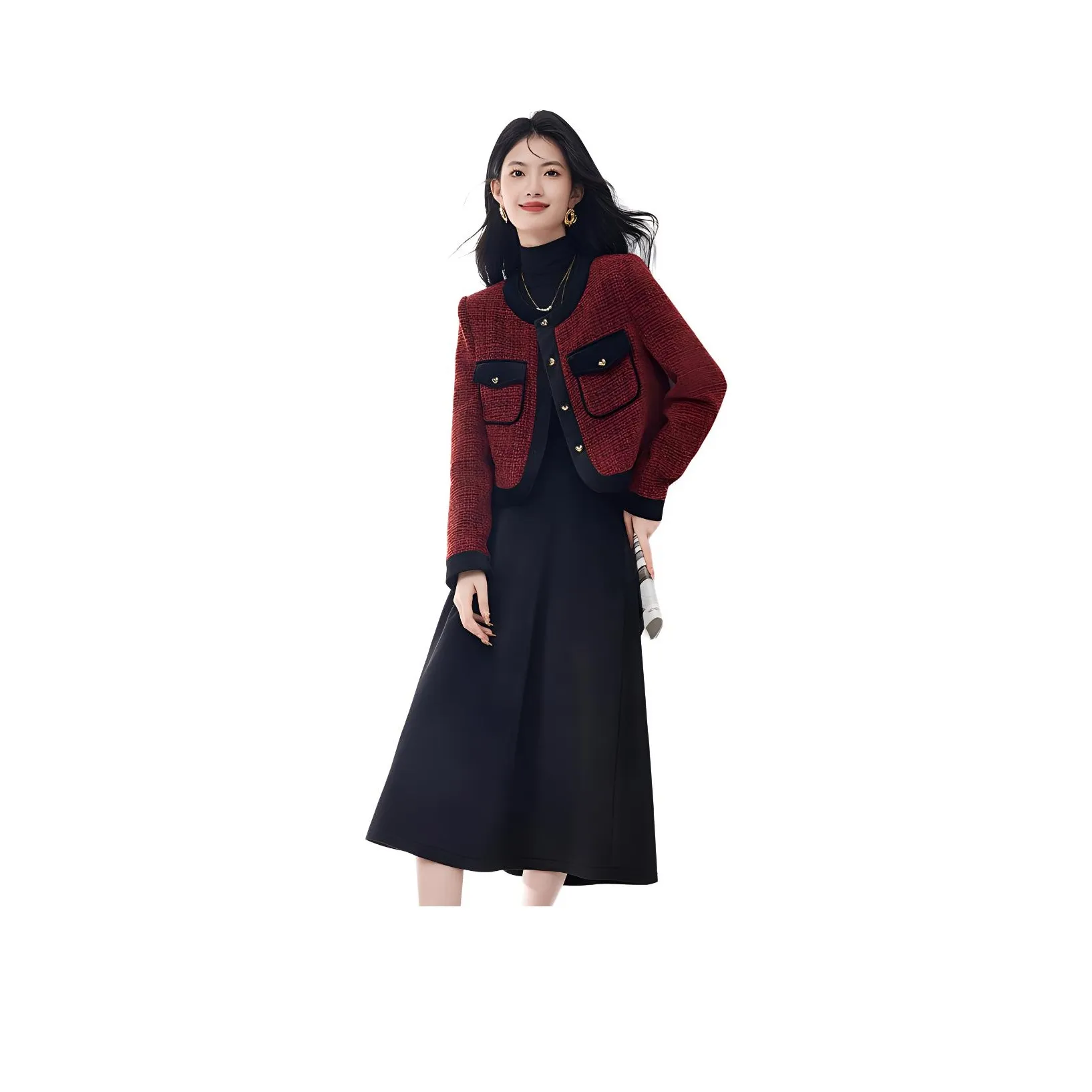 XINFEIYU Комплект с юбкой Женские Красный Плюс Черный