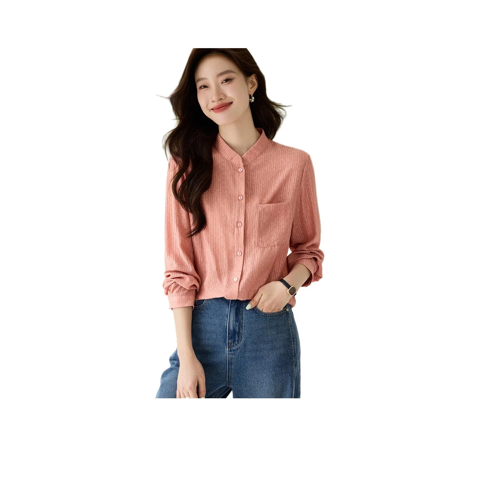 Mo Han Yi Mei Рубашка Женская Коричневая Розовая