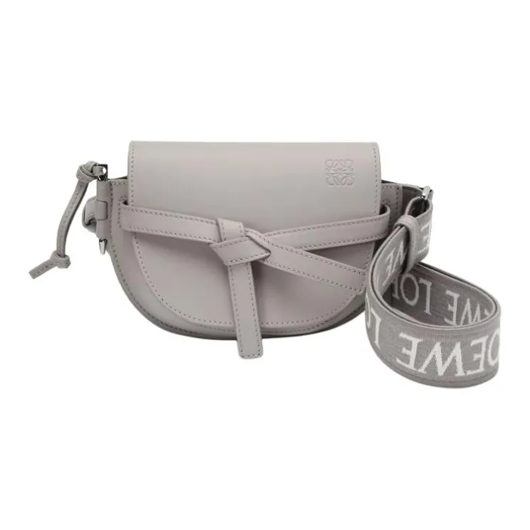 LOEWE Gate Soft Cow Leather Shoulder Bag, Crossbody Bag Mini Women's Pearlescent Gray