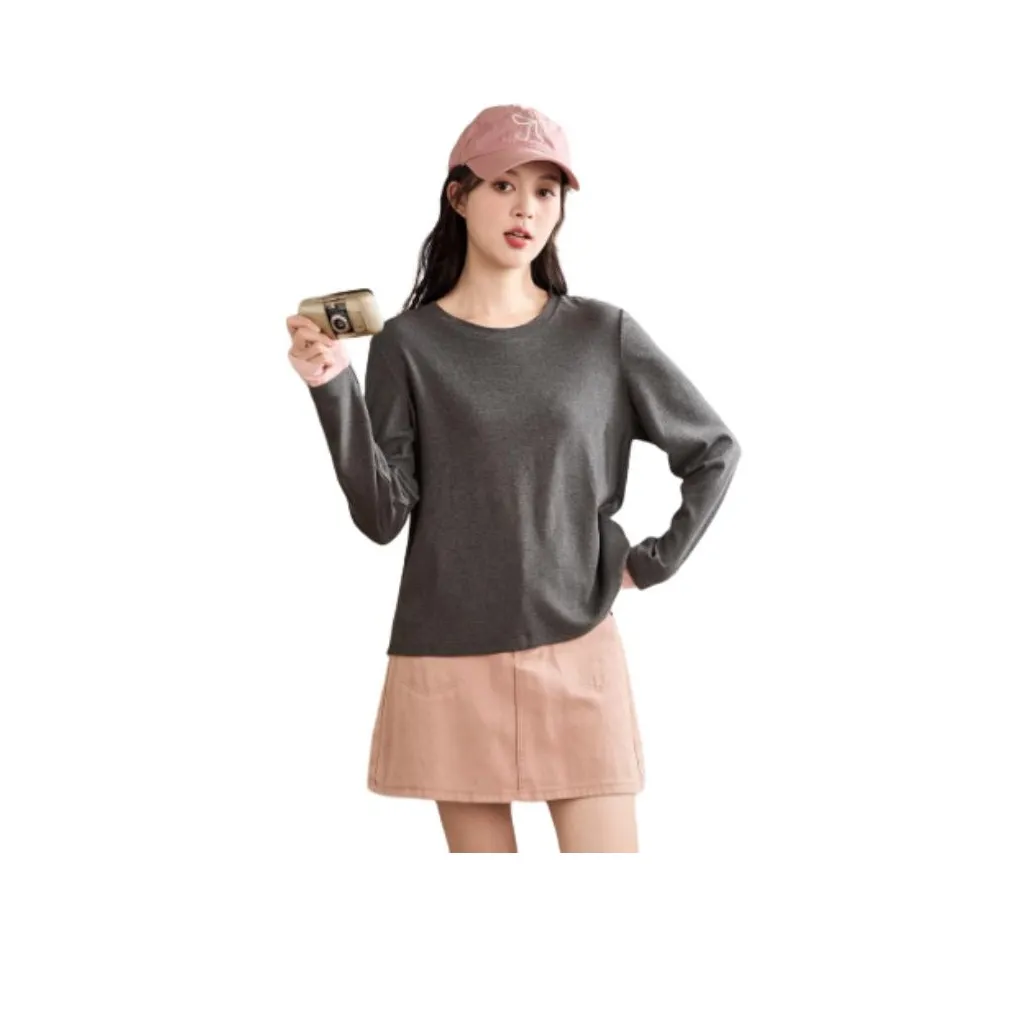 Tonlion Drop Shoulder Sleeve T Shirt Women's Dark Heather Gray