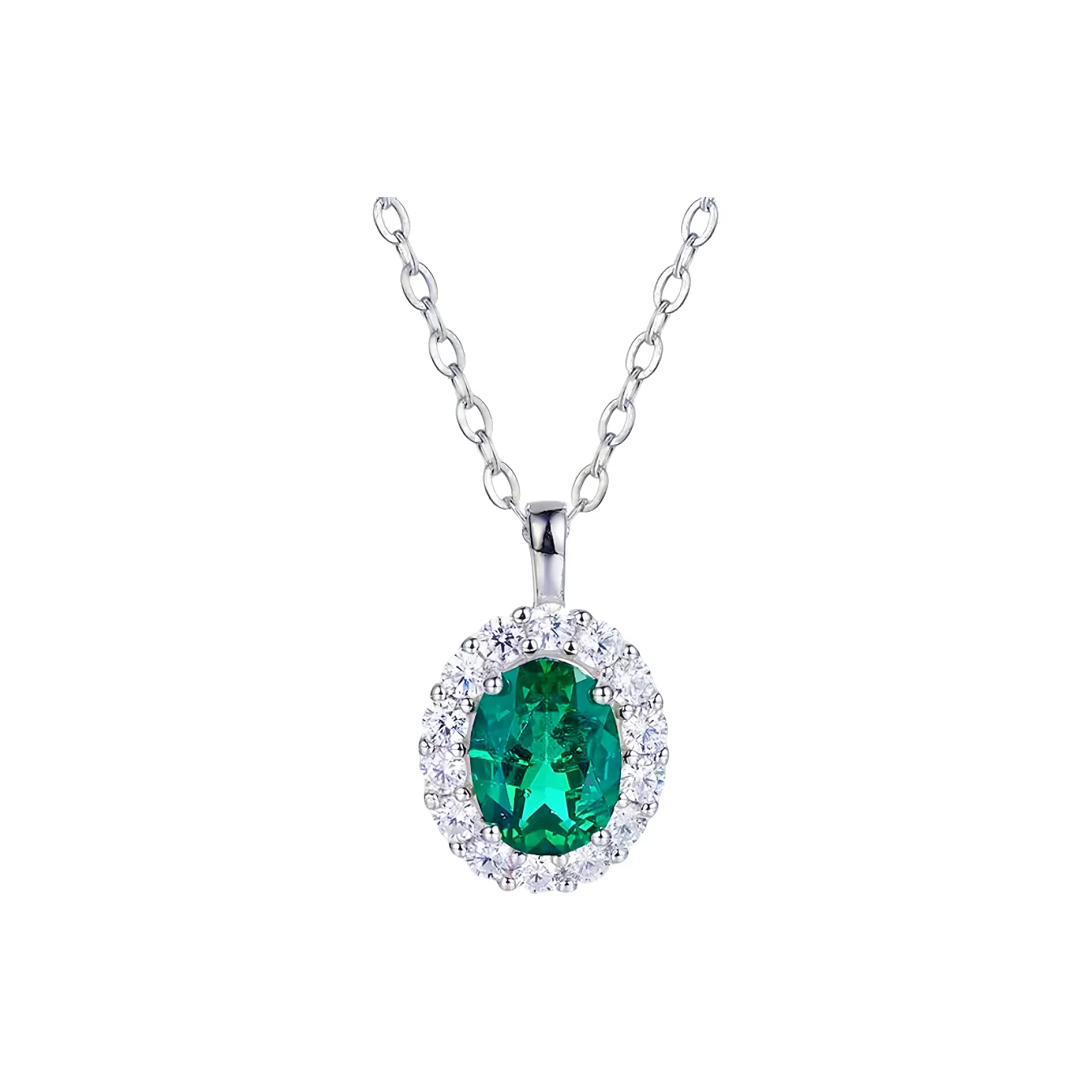 KOYOOME Cultured Emerald S925 Sterling Silver Necklaces Unisex