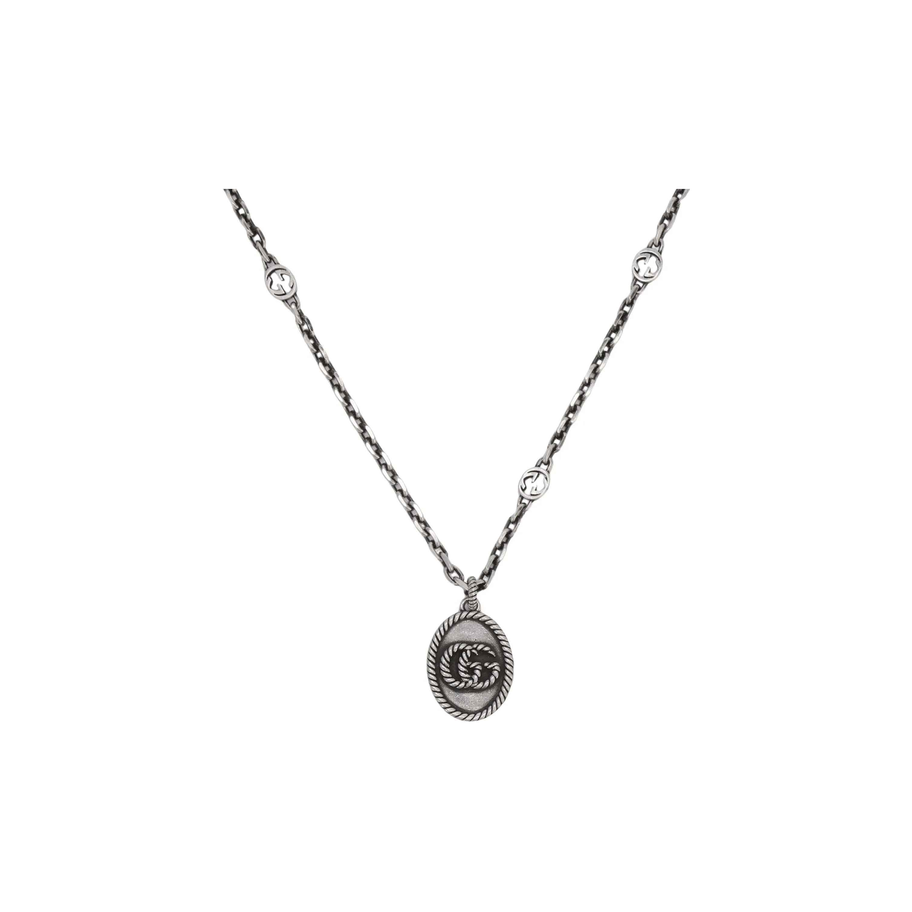 GUCCI 925 Sterling Silver Necklaces Unisex Silver