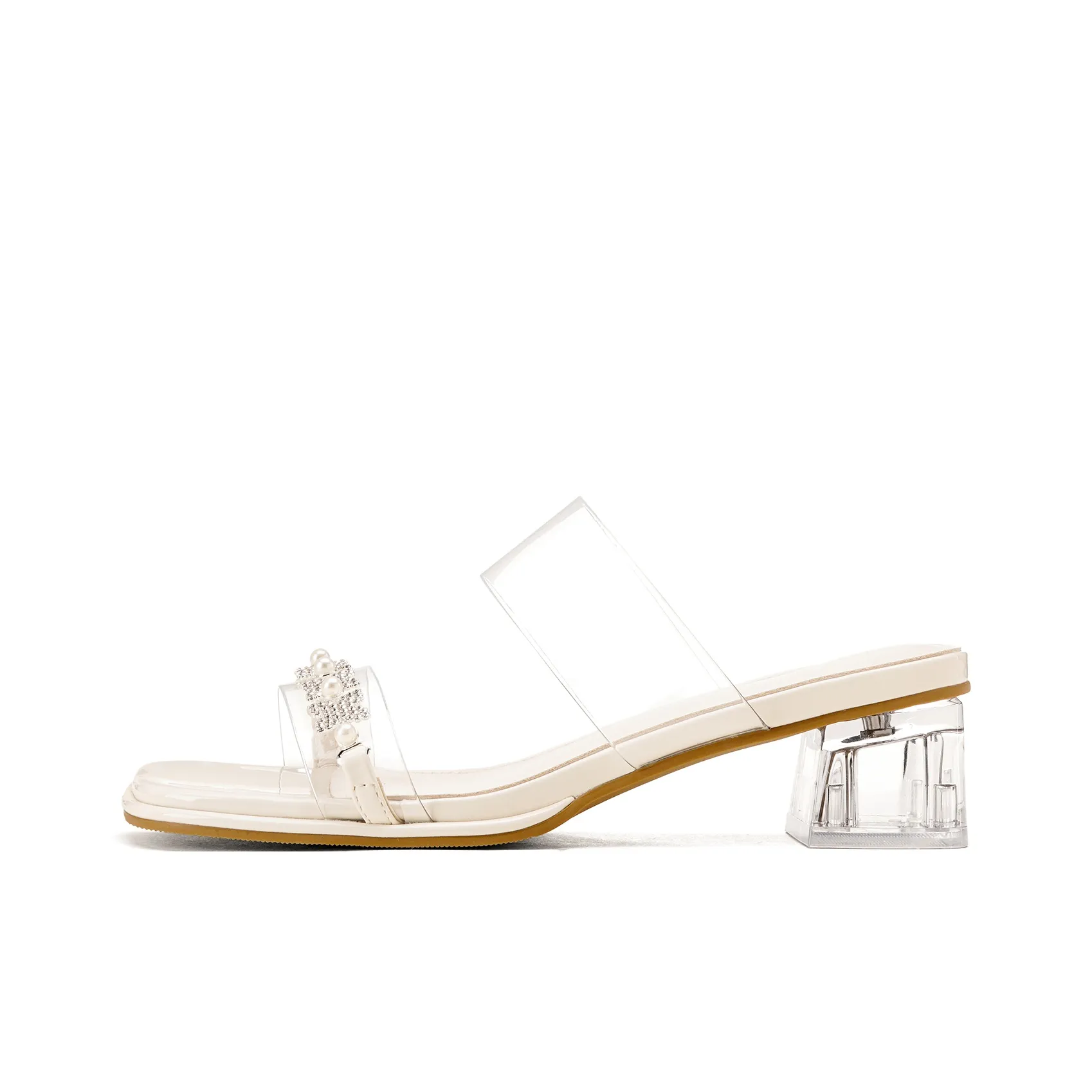 DAPHNE Шлепанцы с стразами женские бежевые